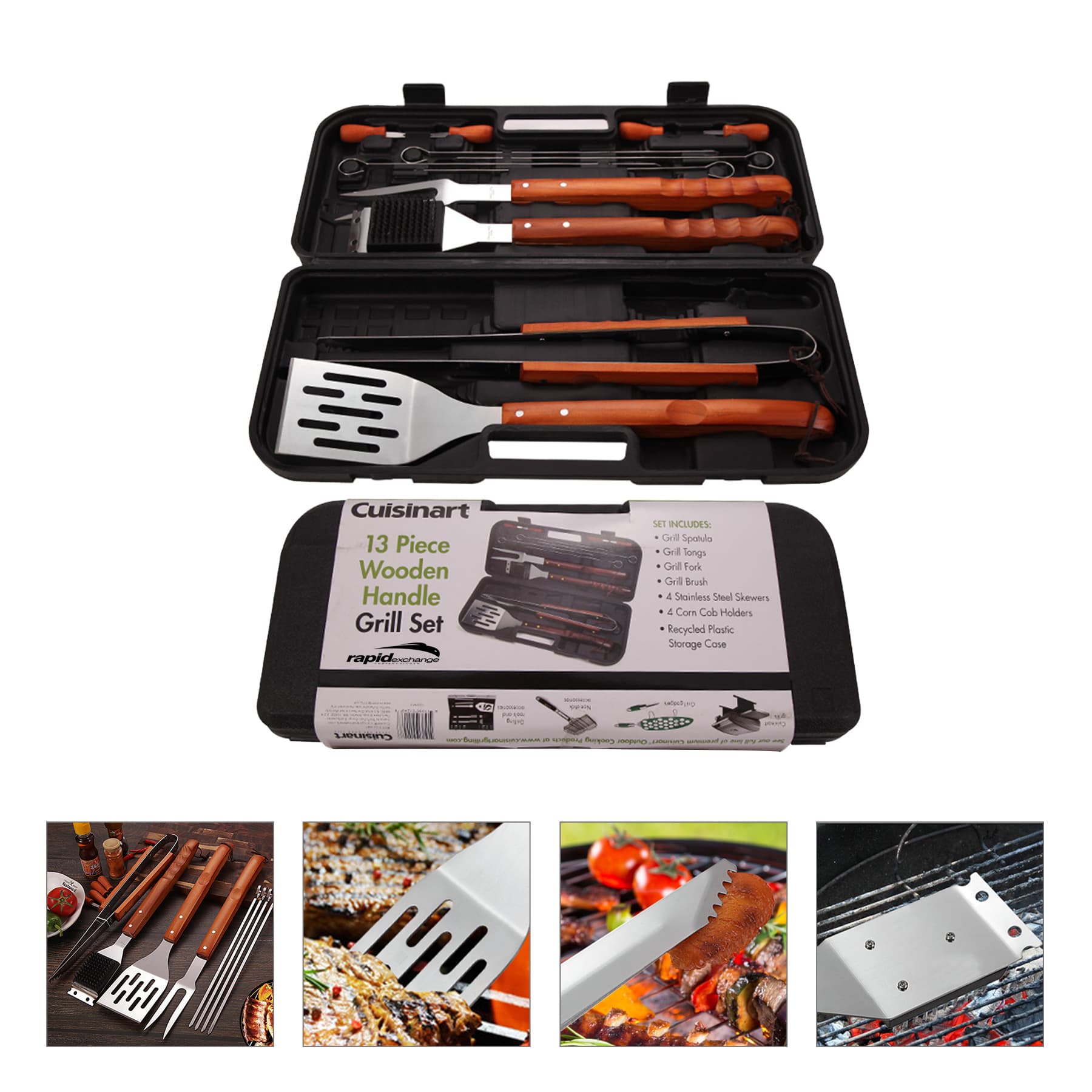 Grilling Deluxe Wooden Handle Tool Set