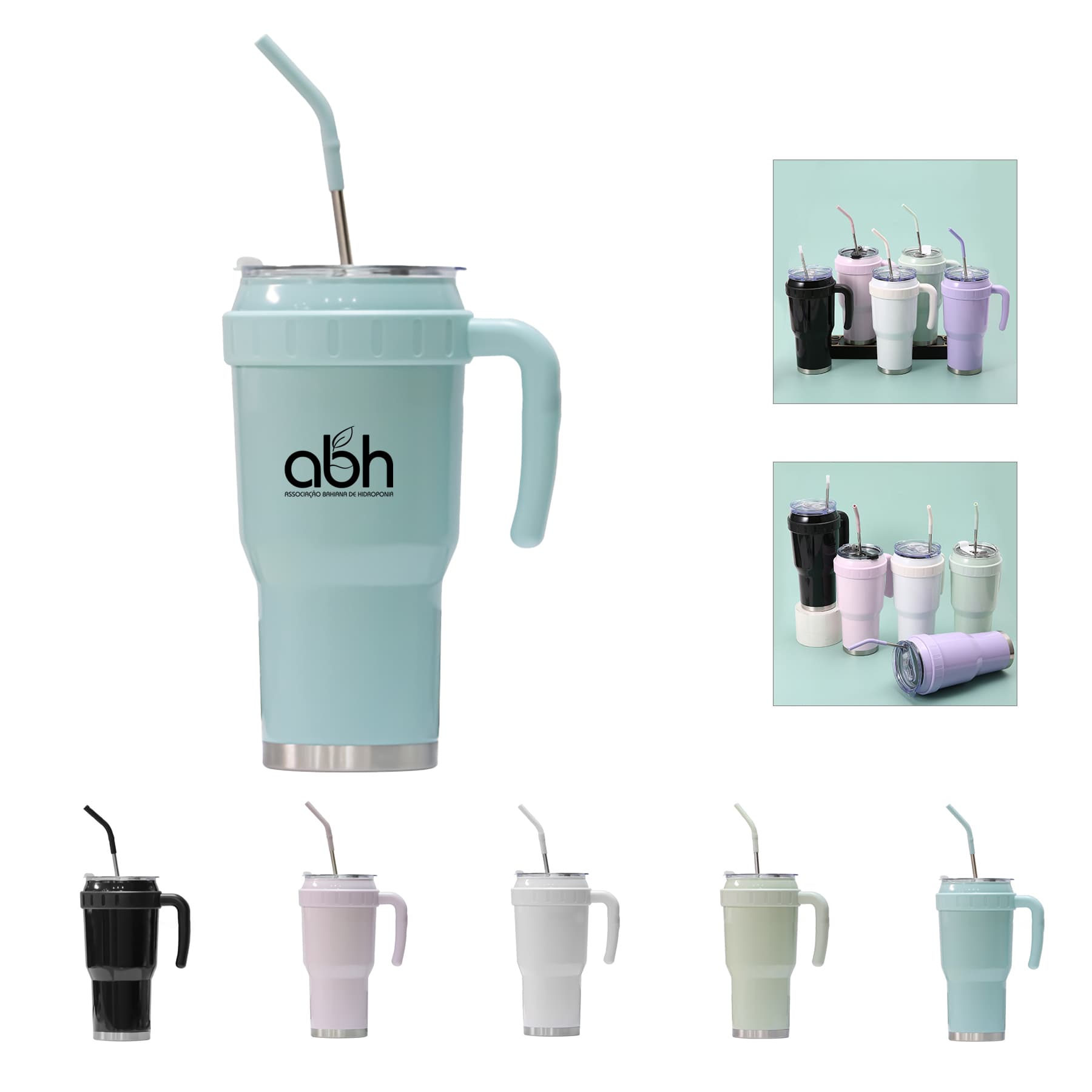 40 oz Tumbler with Handle and Straw Stainless Steel mug