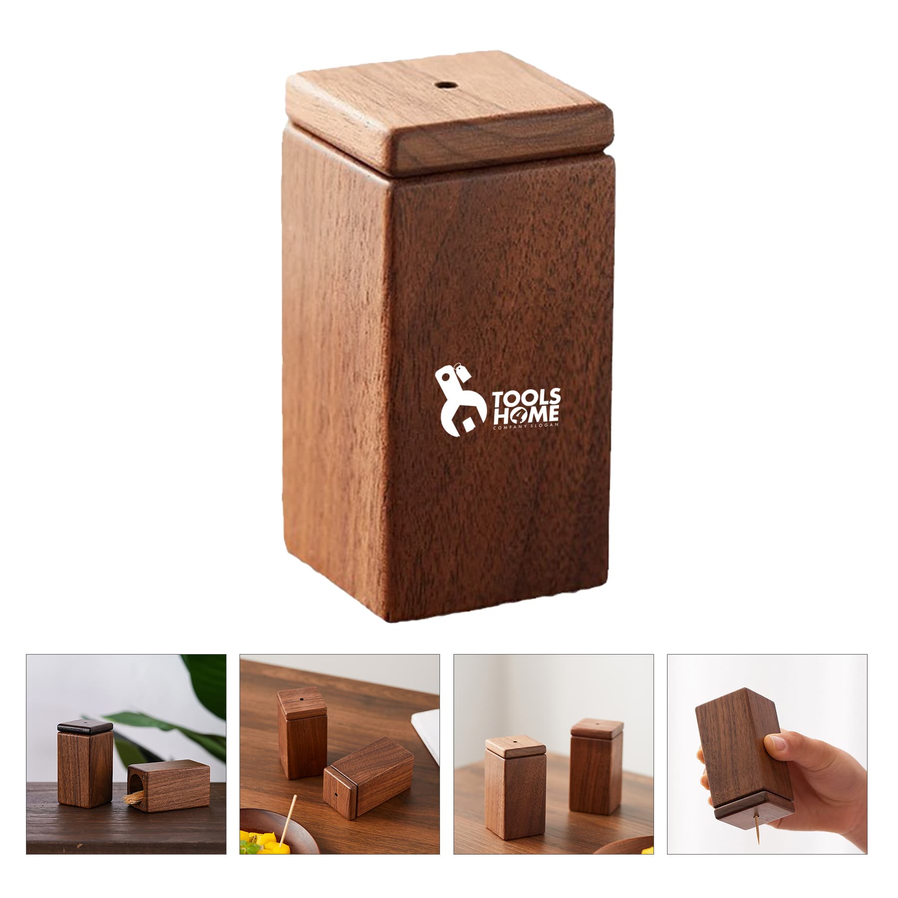 Walnut Wooden Toothpick Jar Box