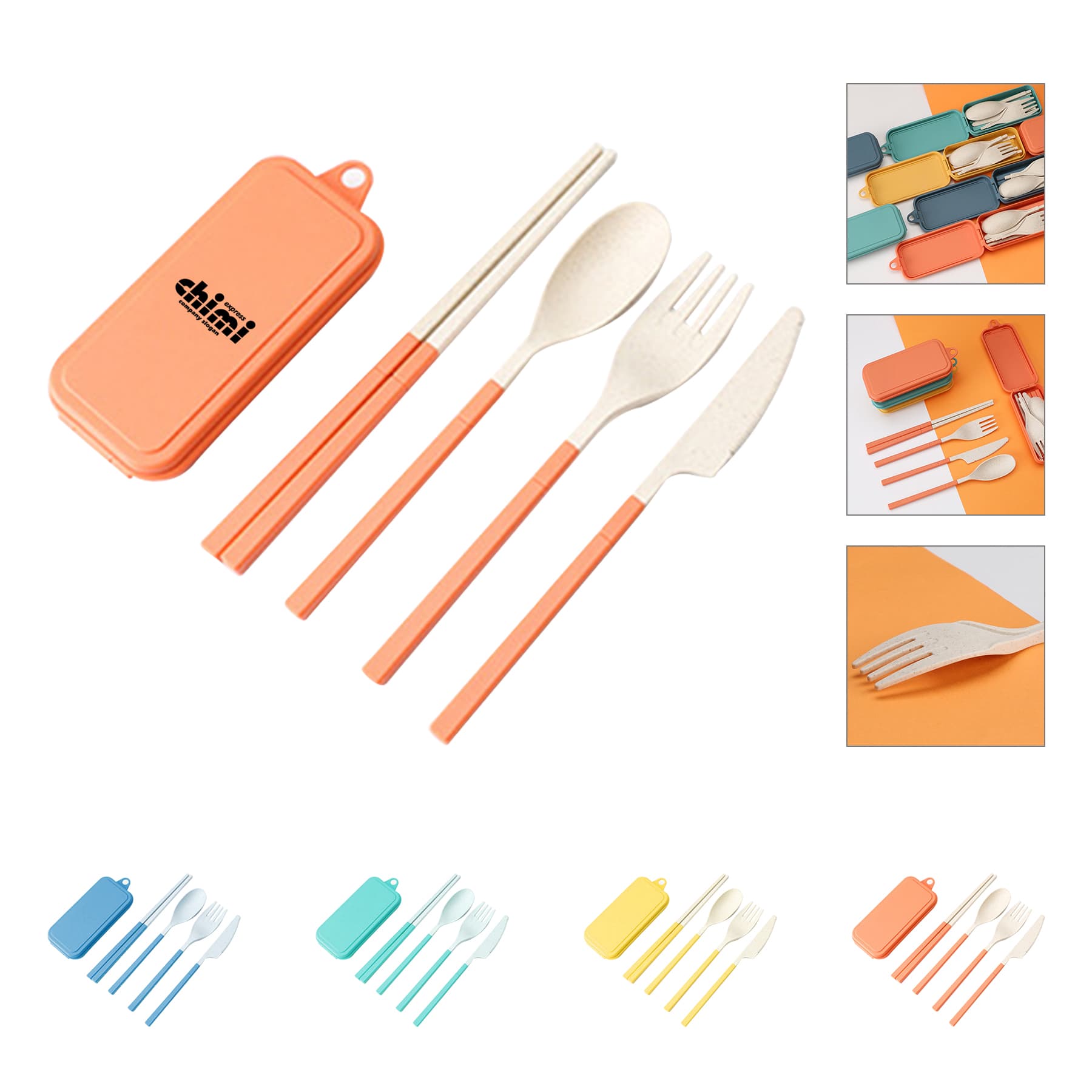 Wheat Straw Tableware Four Piece Suit