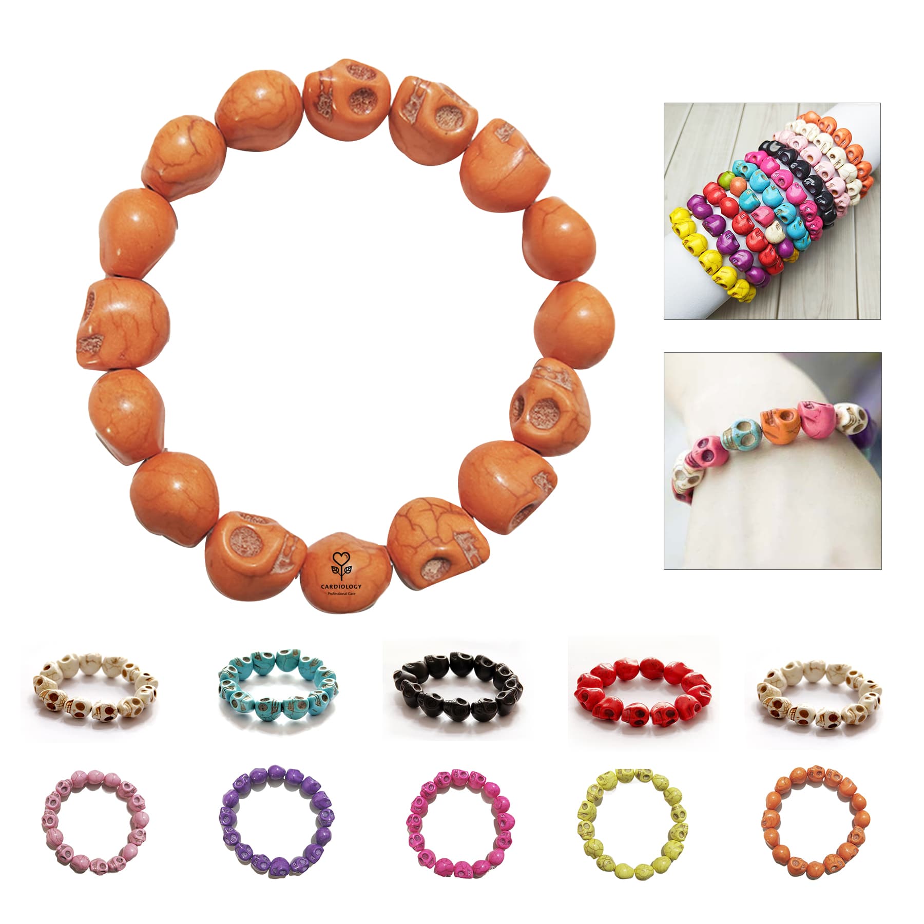 Punk Skull Bead Skeleton Elastic Bracelets