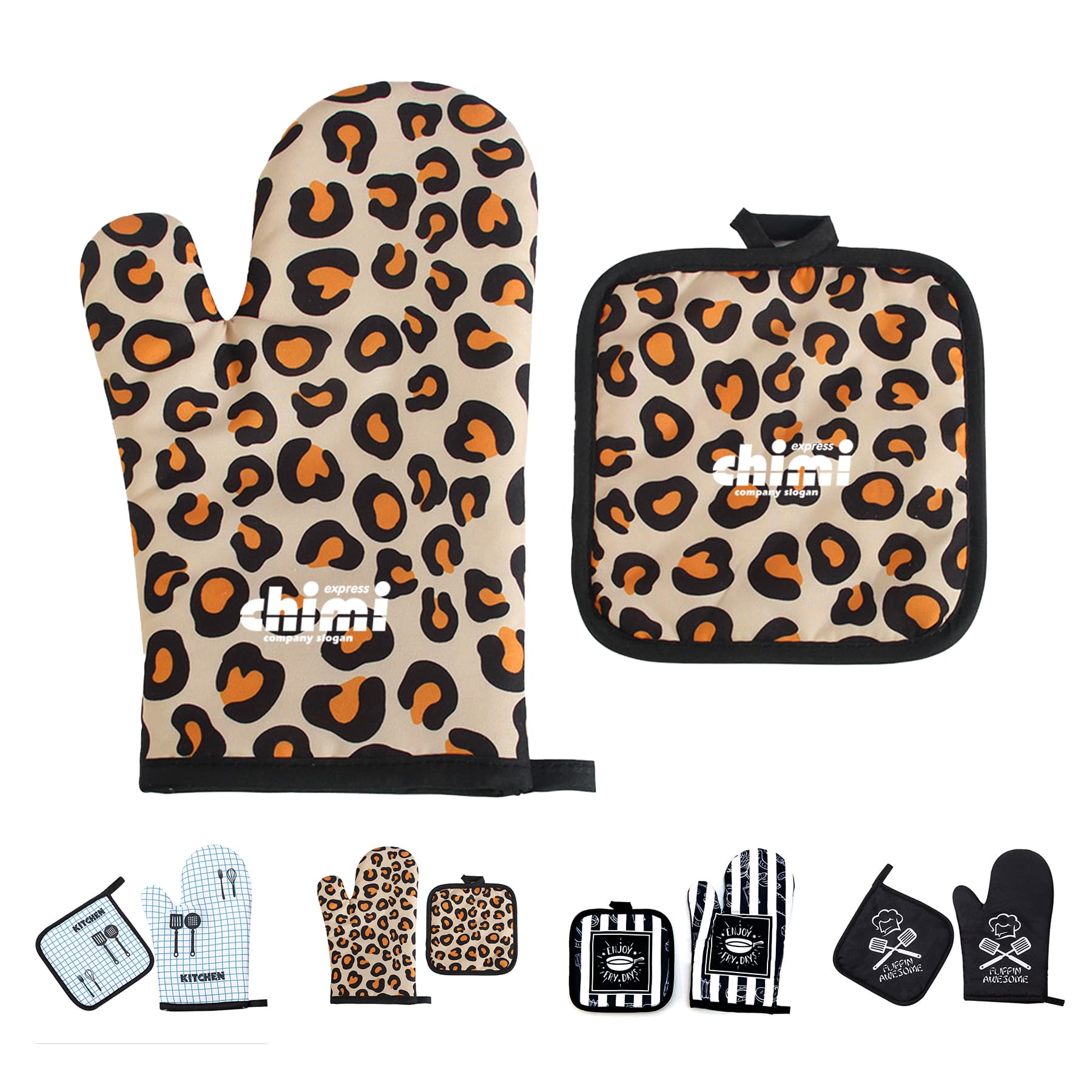 Custom Gift Baking Oven Mitt & Pot Holder 2pcs Pastry Set