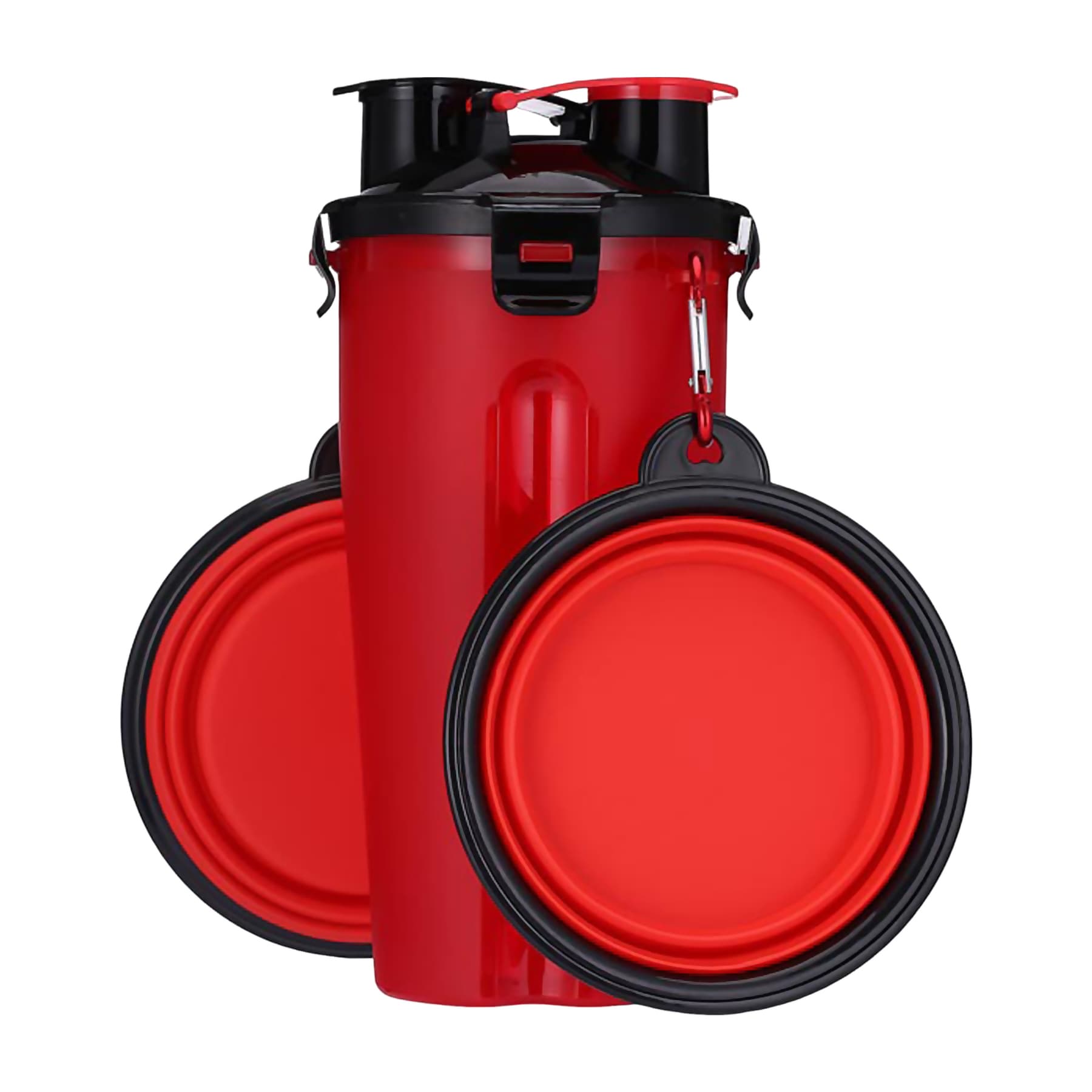 2 In 1 Portable Pet Food/Drink Bottle w/ Folding Bowls