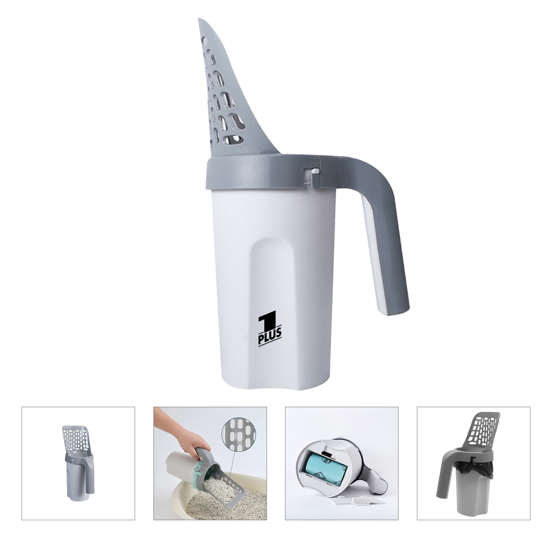 One-piece Cat Litter Spatula With Trash Can