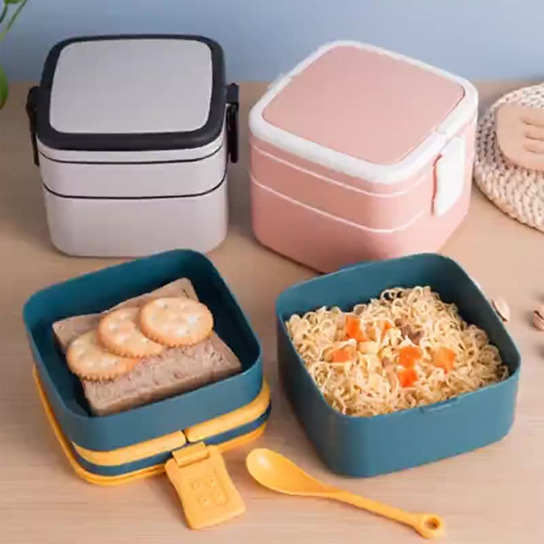 Square Double-layer Bento Box