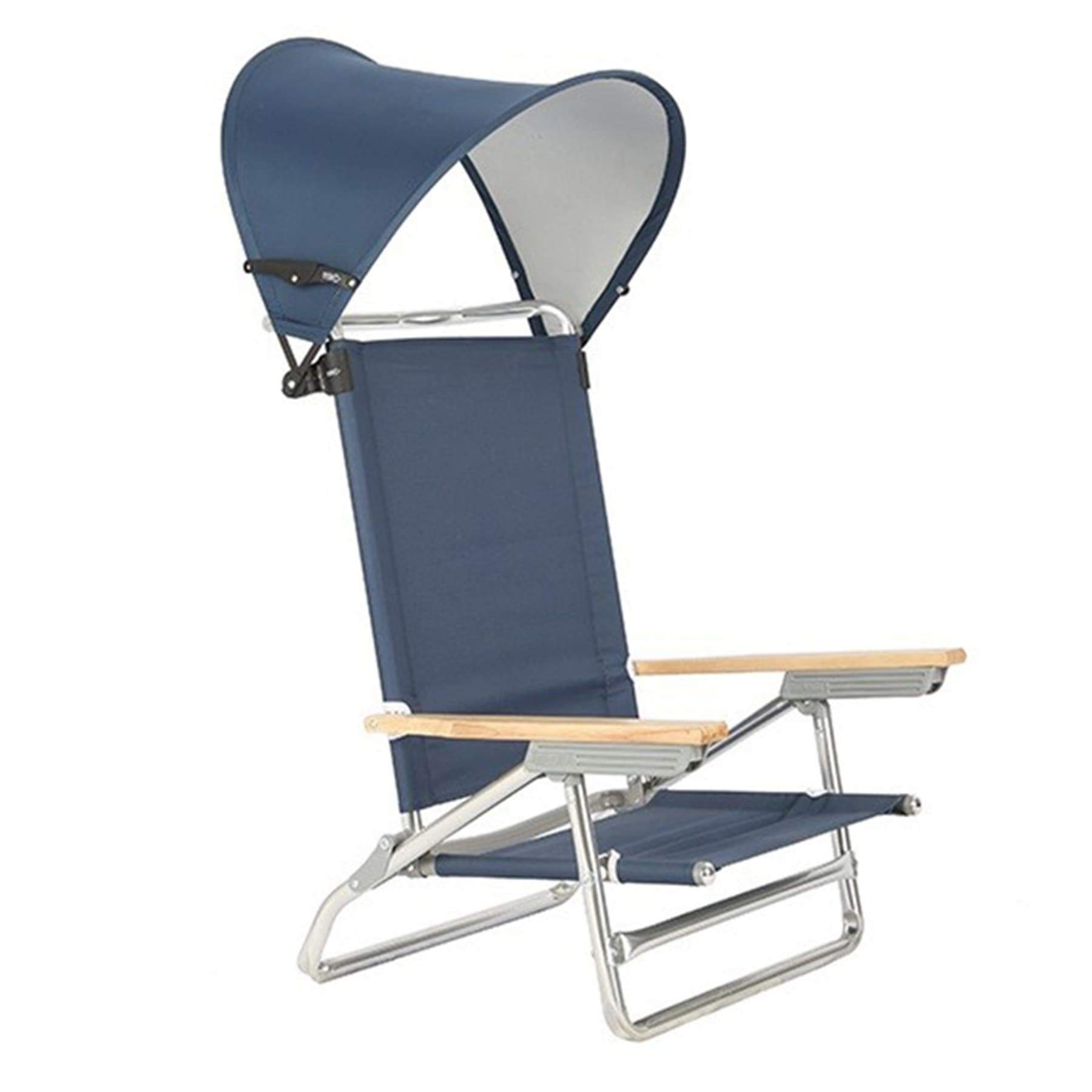 Aluminium Beach Chair with Canopy and Wooden Arms