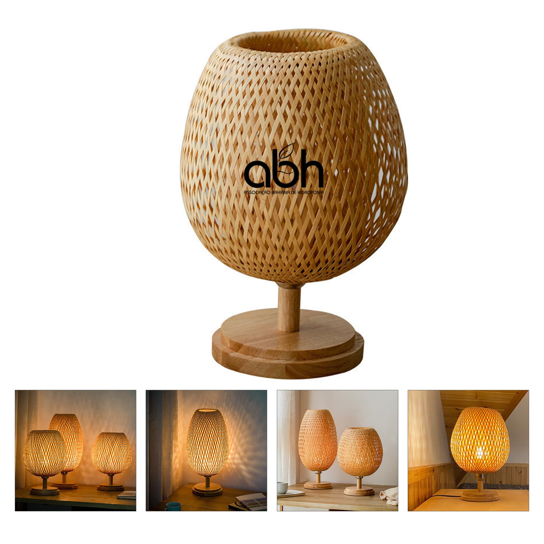 Decorative Vintage Wooden Table Lamp with Shade