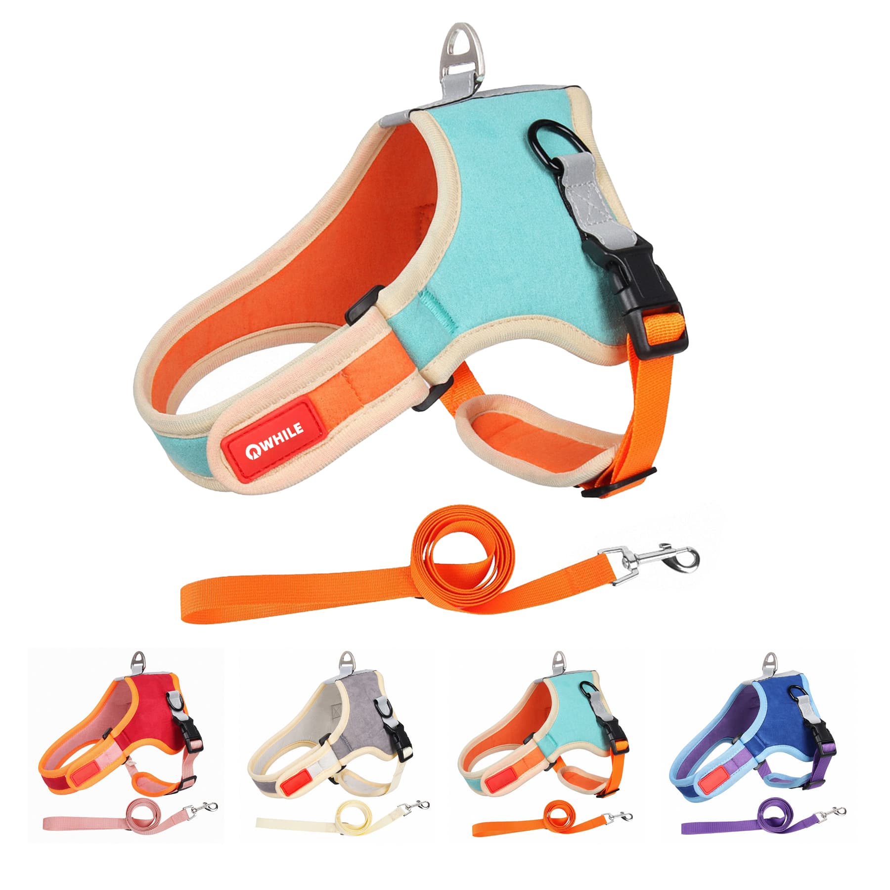 Suede Bi-Color Dog Harness Set"