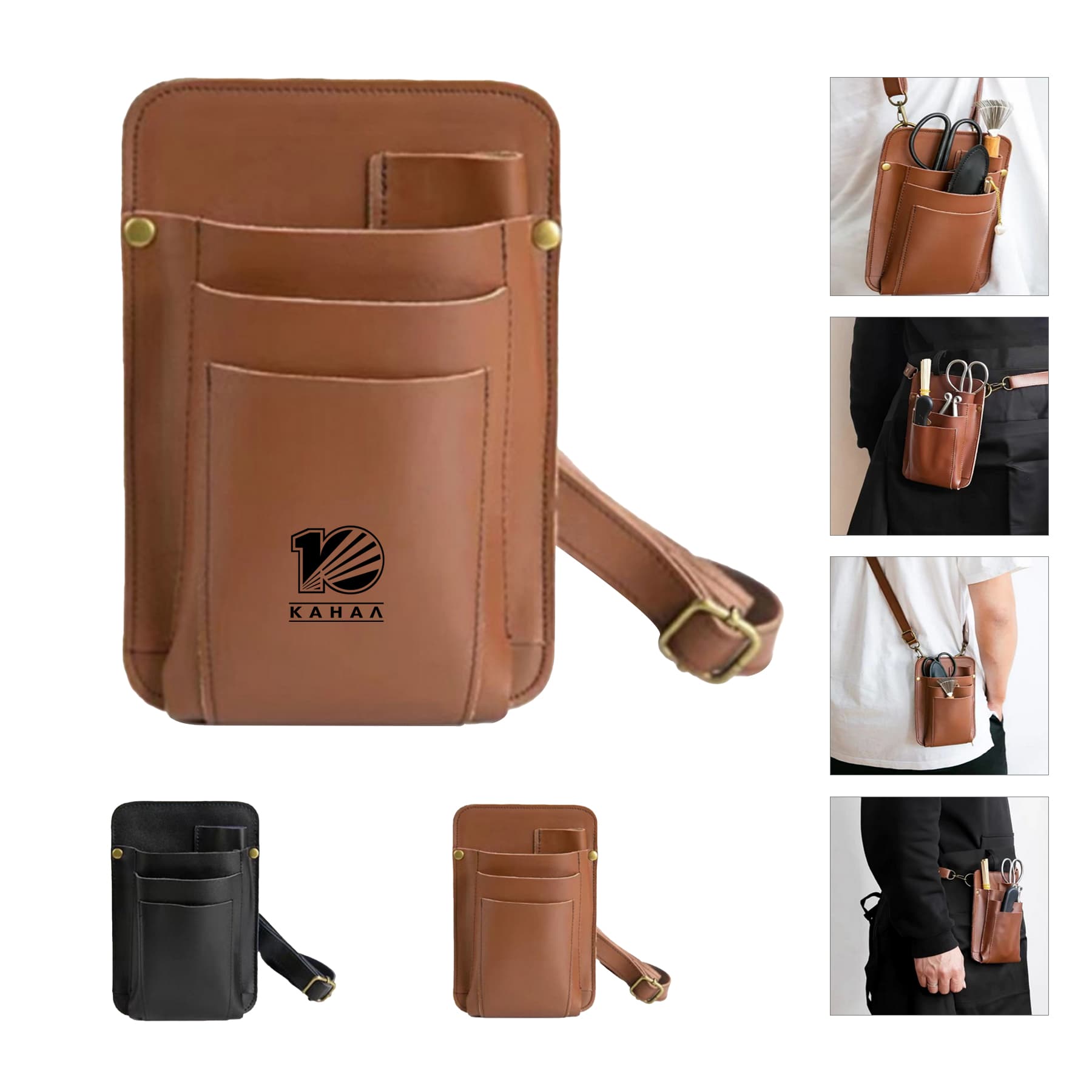 PU Leather Salon Barber Scissor Pouch with Adjustable Strap