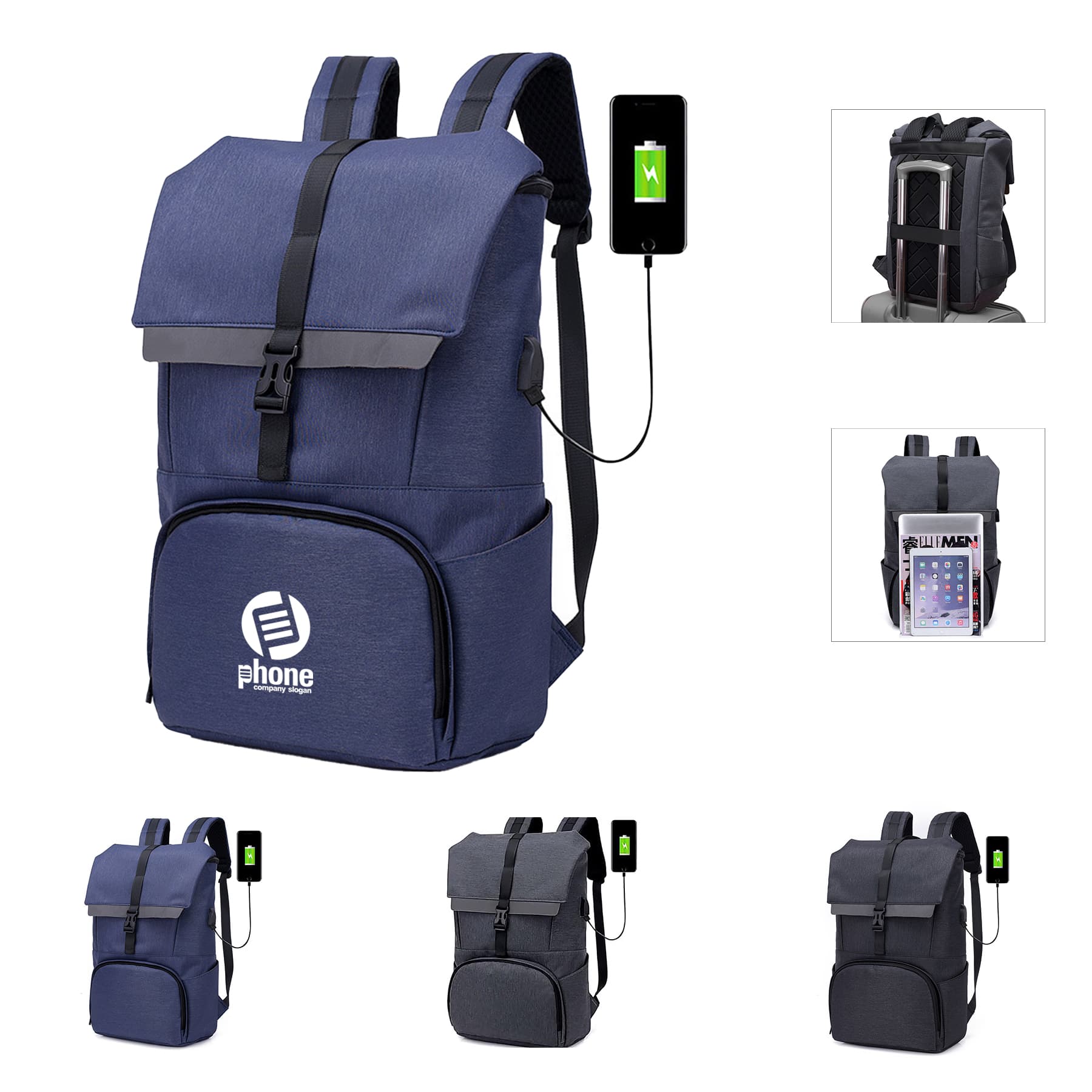 Custom Anti-Theft Laptops Backpacks with USB Port