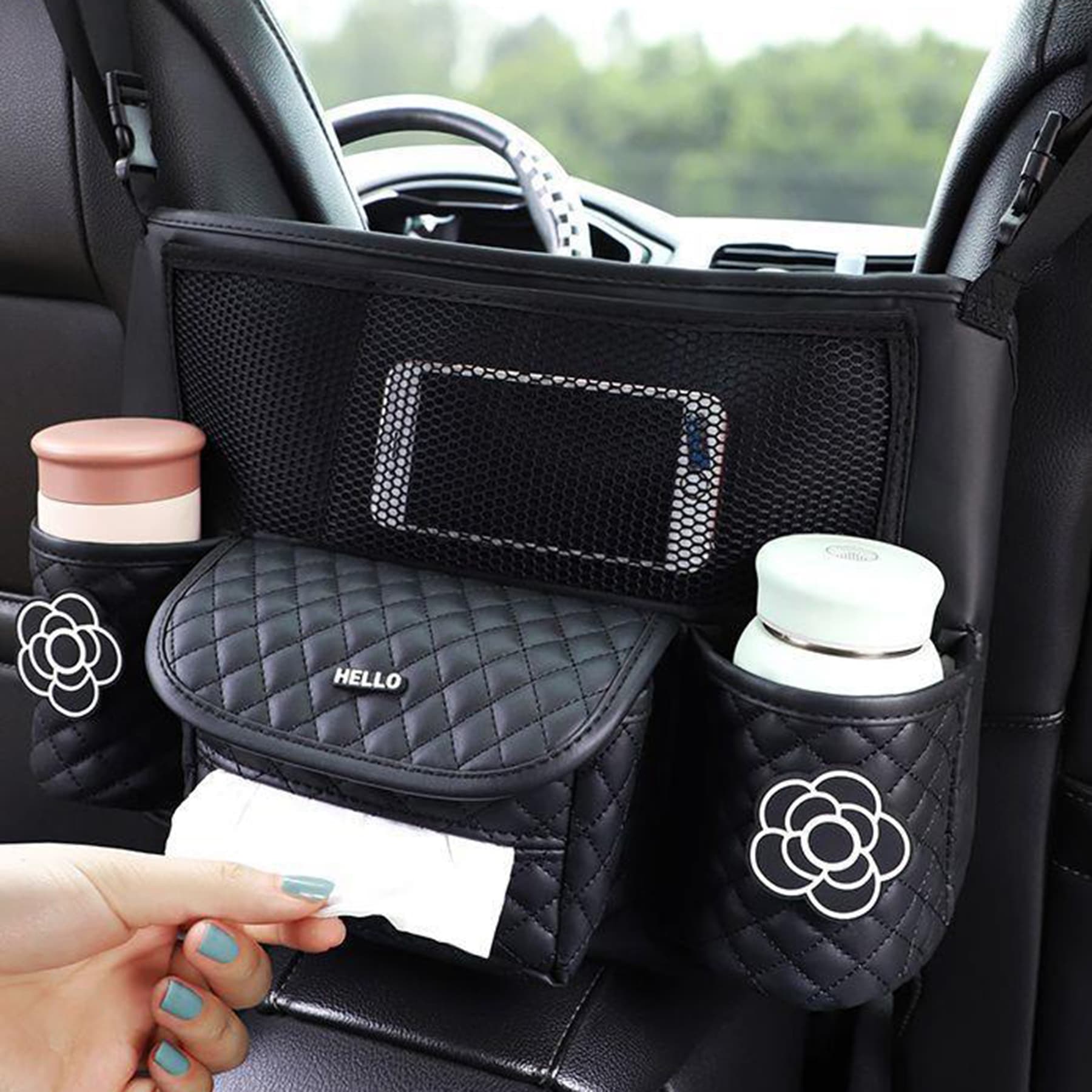 Durable Leather Car Purse Holder