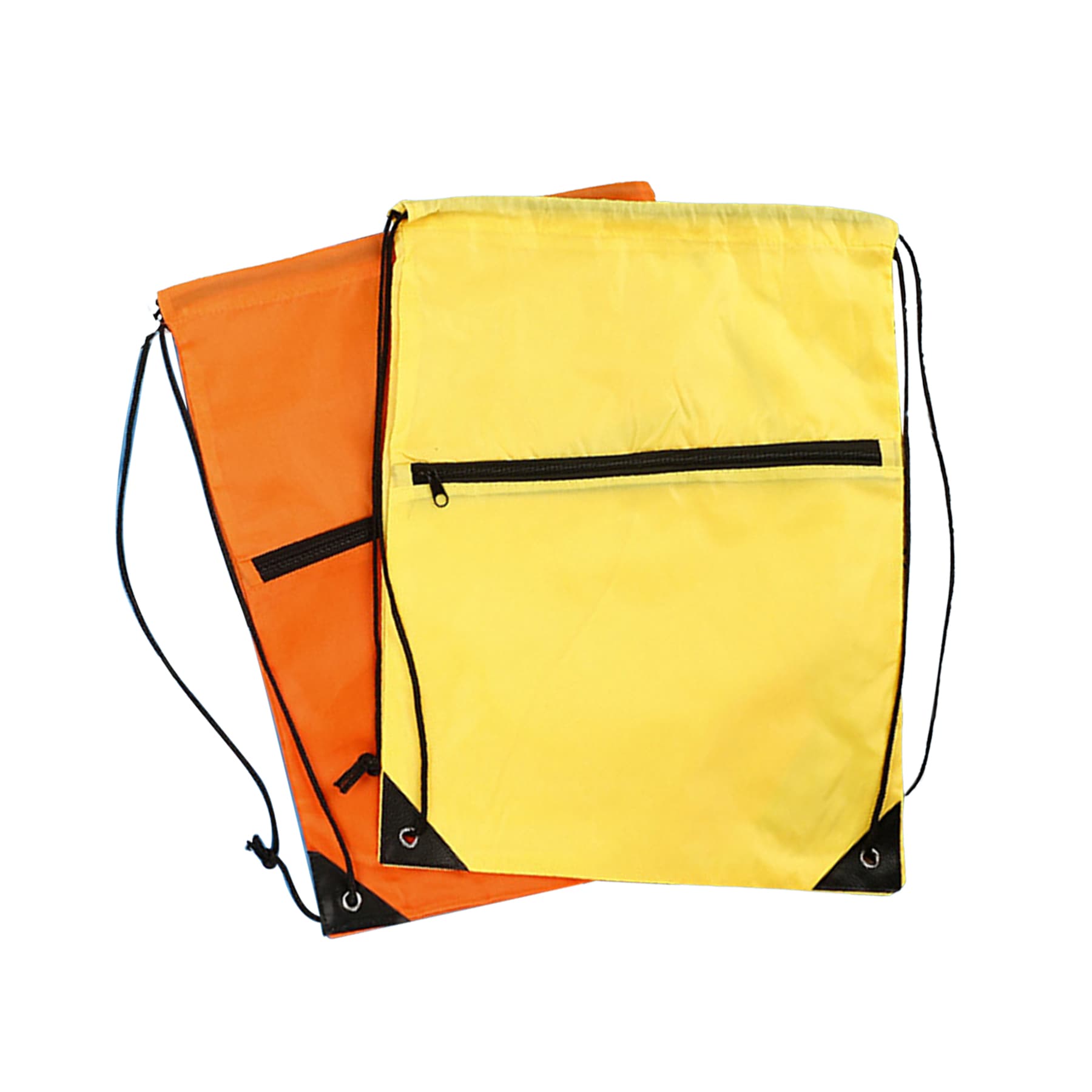 210D polyester drawstring backpack with zipper closure