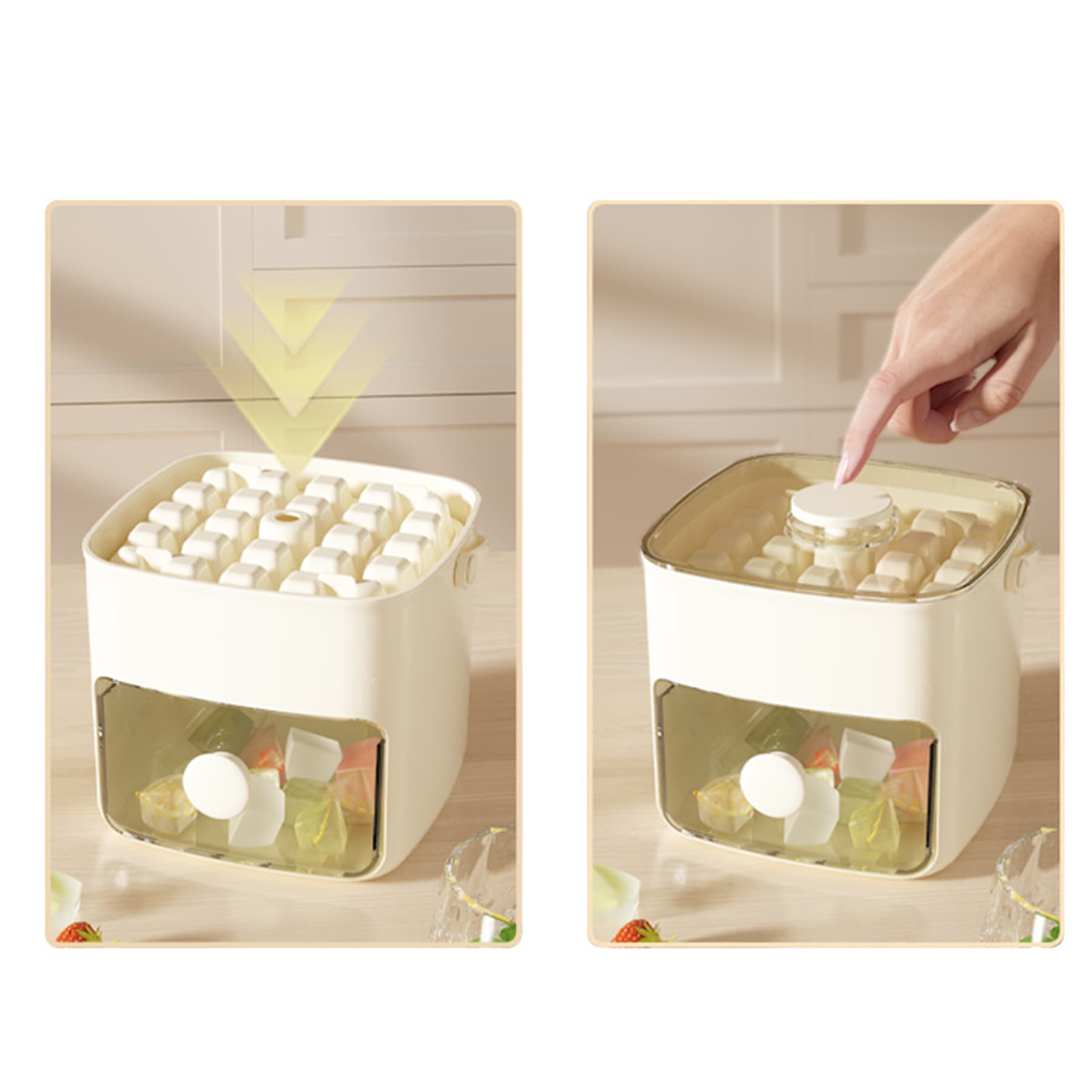 Silicone Ice Cube Tray with Lid Large Capacity Plastic Ice Ball Maker for Freezer