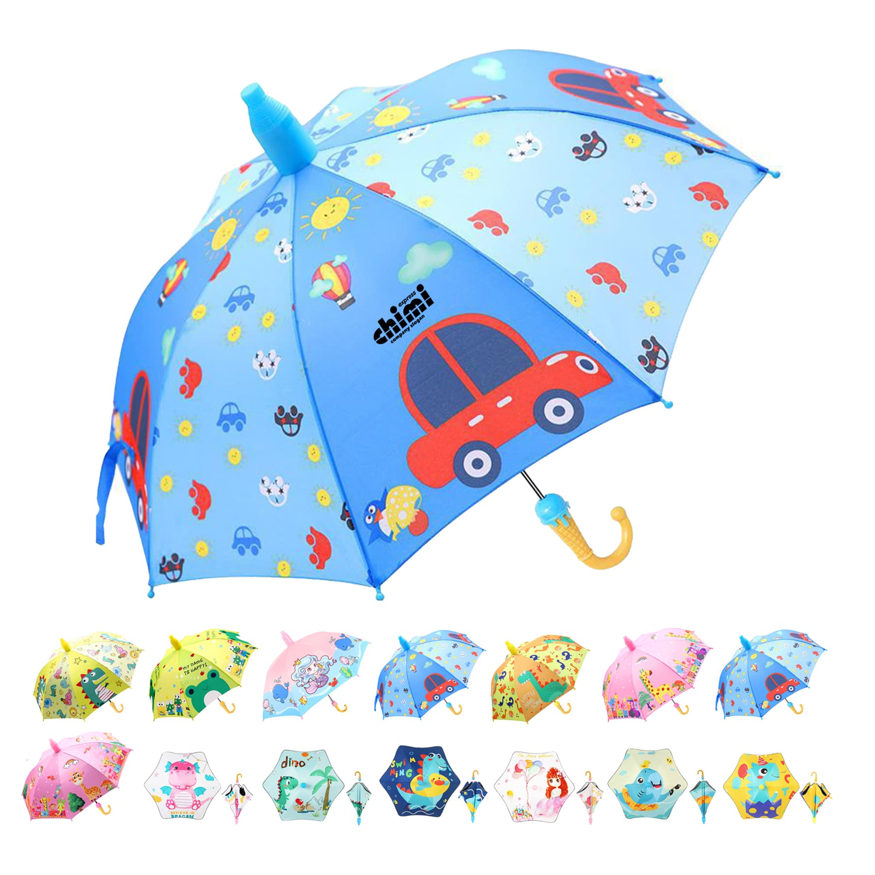 Rounded-Corner Anti-poke Cartoon Kids Umbrella