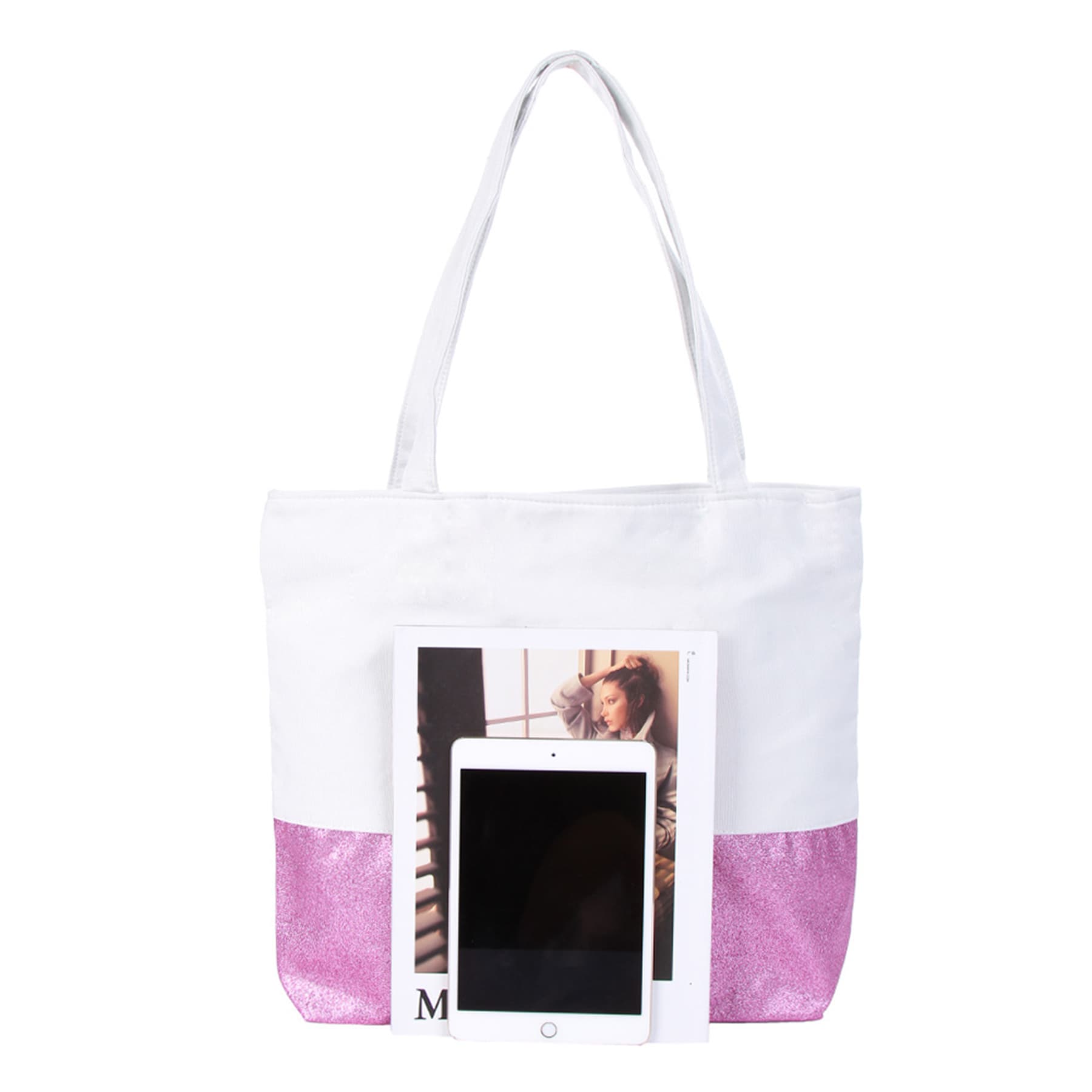 Canvas Glitter Tote Bag Set