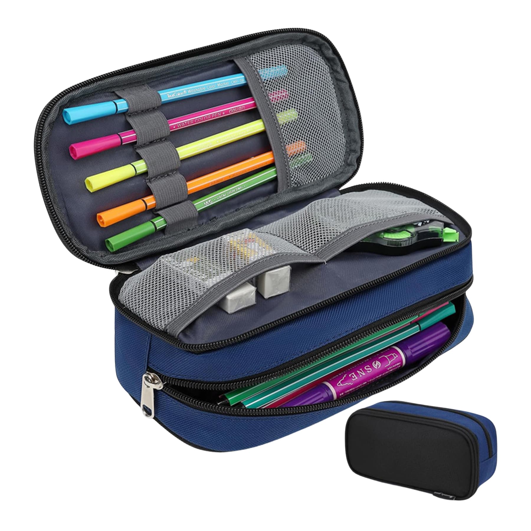 Large Capacity Pencil Case Multi-Slot Pouch Durable Box Portable Office Pen Bag with Zipper