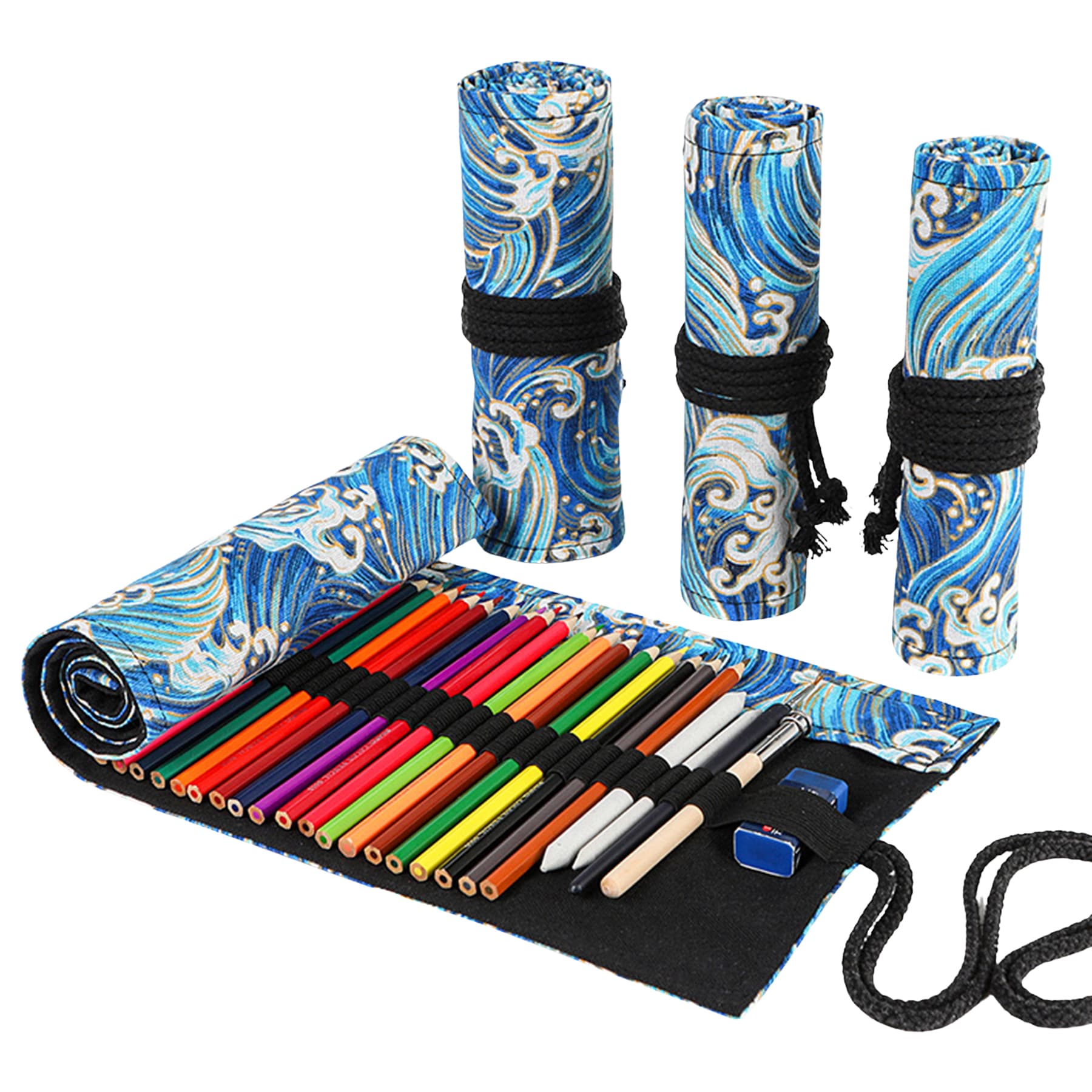 Canvas Pen Wrap Roll Bag Pouch