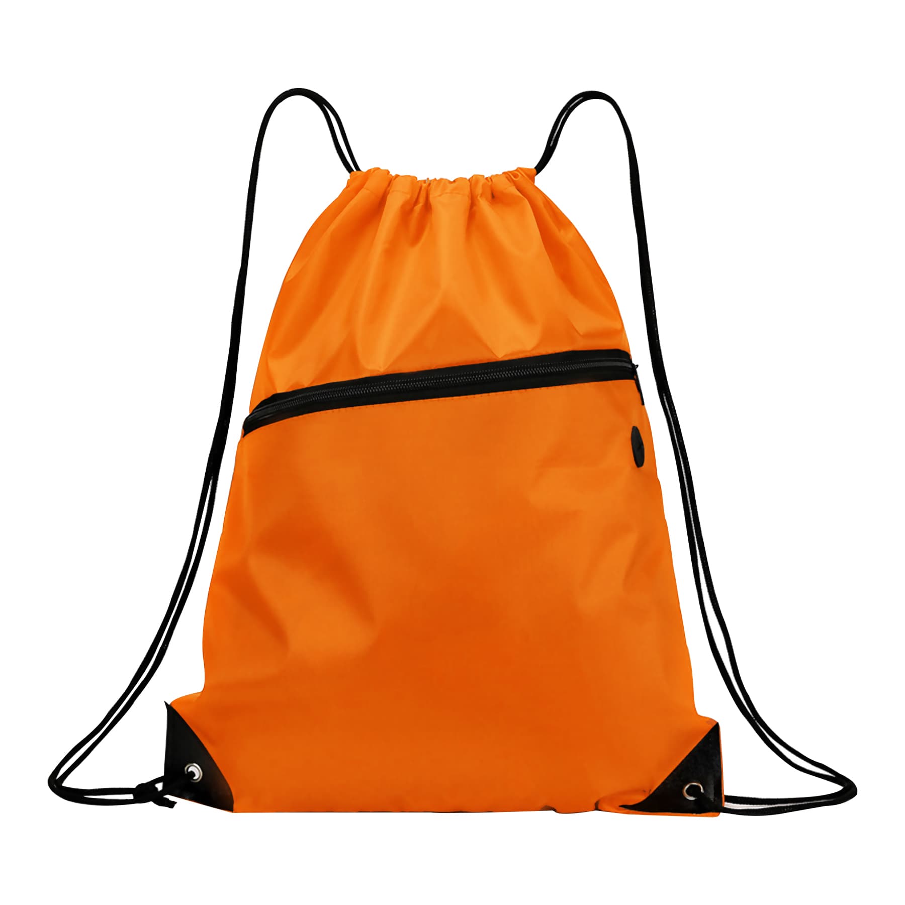 210D Drawstring Backpack with Front Zipper Pocket