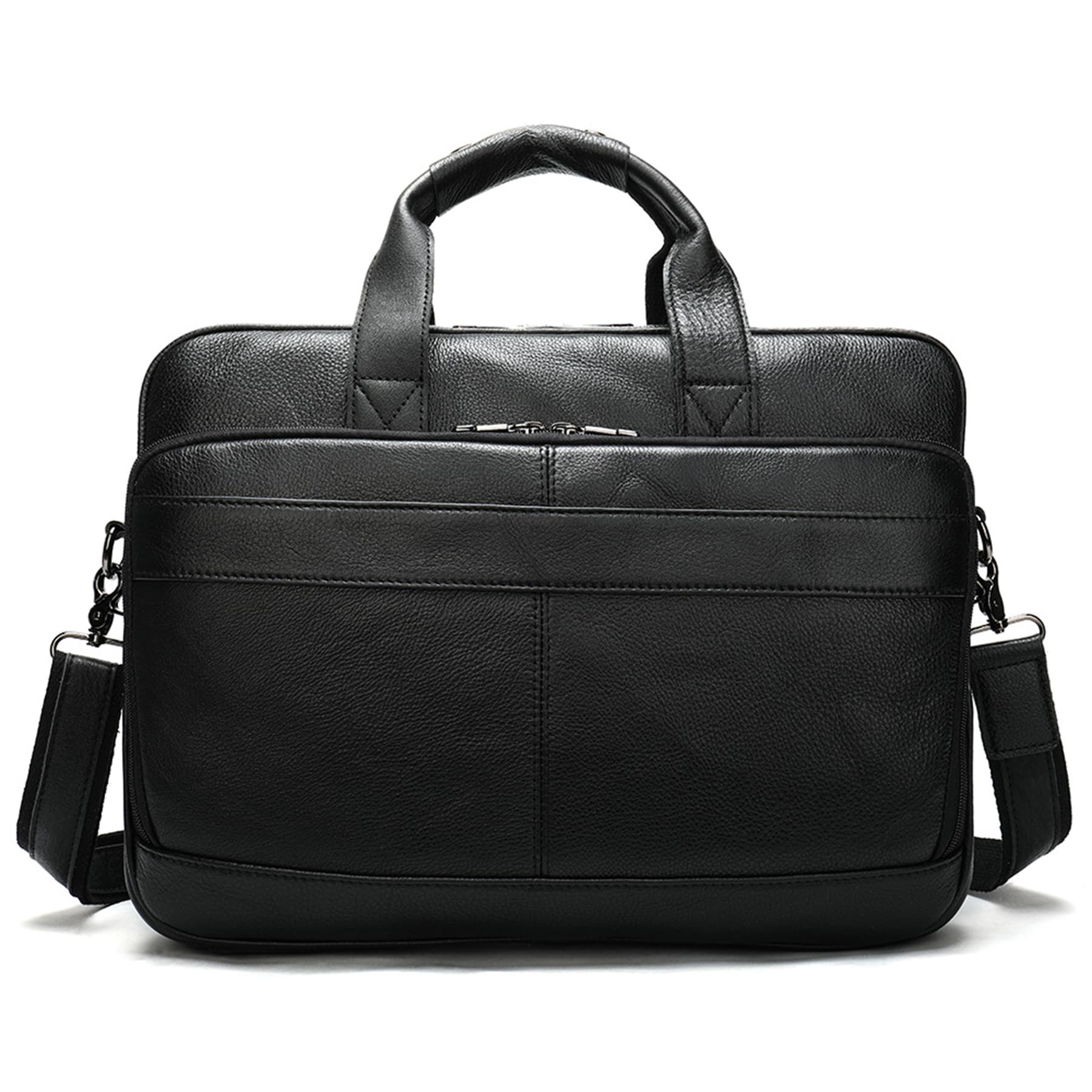 Faux Pebbled Leather Slim Laptop Briefcase