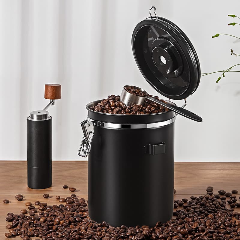 Stainless SteeCoffee Canister with Date Tracker and Scoop