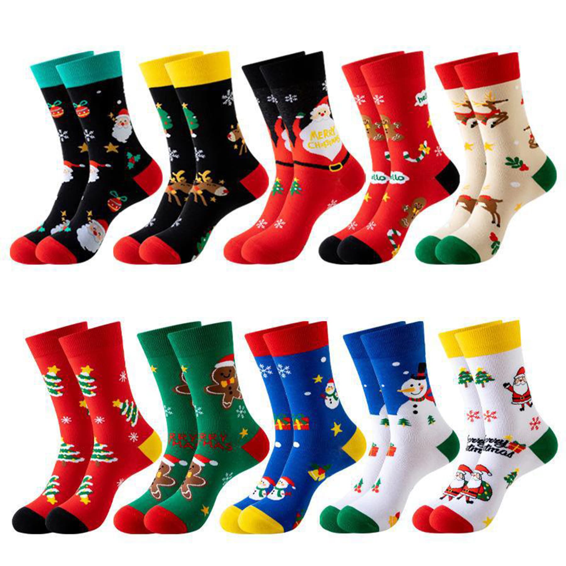 Hot Christmas Socks Men Women Cotton Cartoon Holiday Santa Snowman Reindeer Large Size
