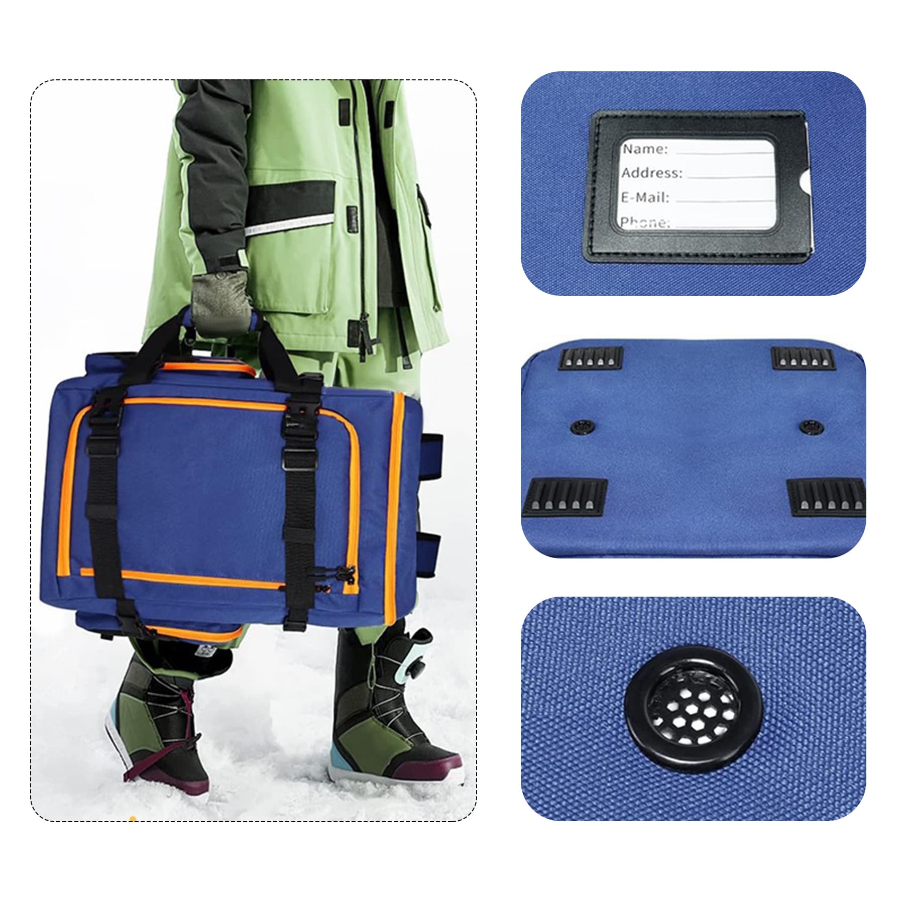 60L Large Capacity 900D Waterproof Ski Boot Bag Backpack