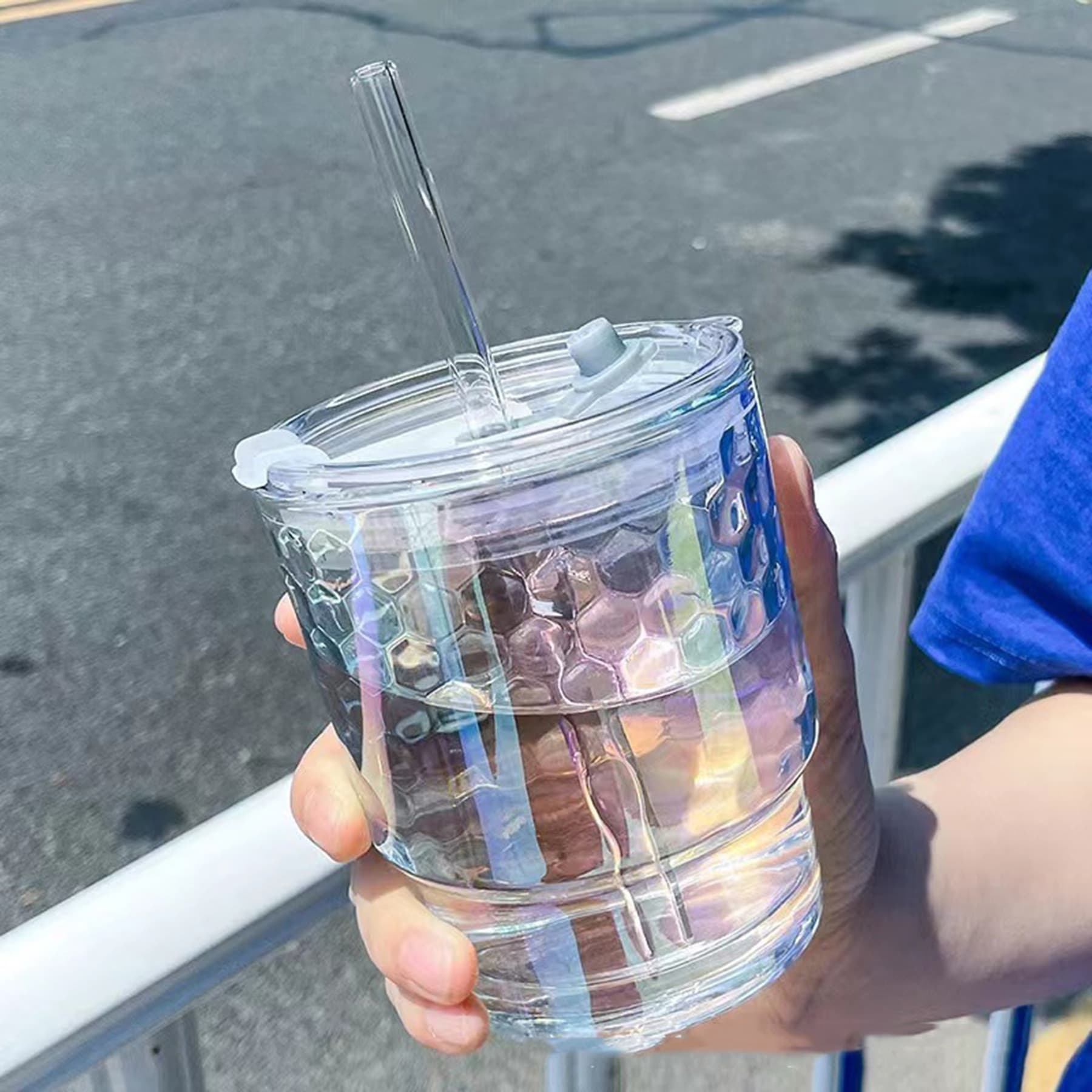 Colorful Glass Straw Cup