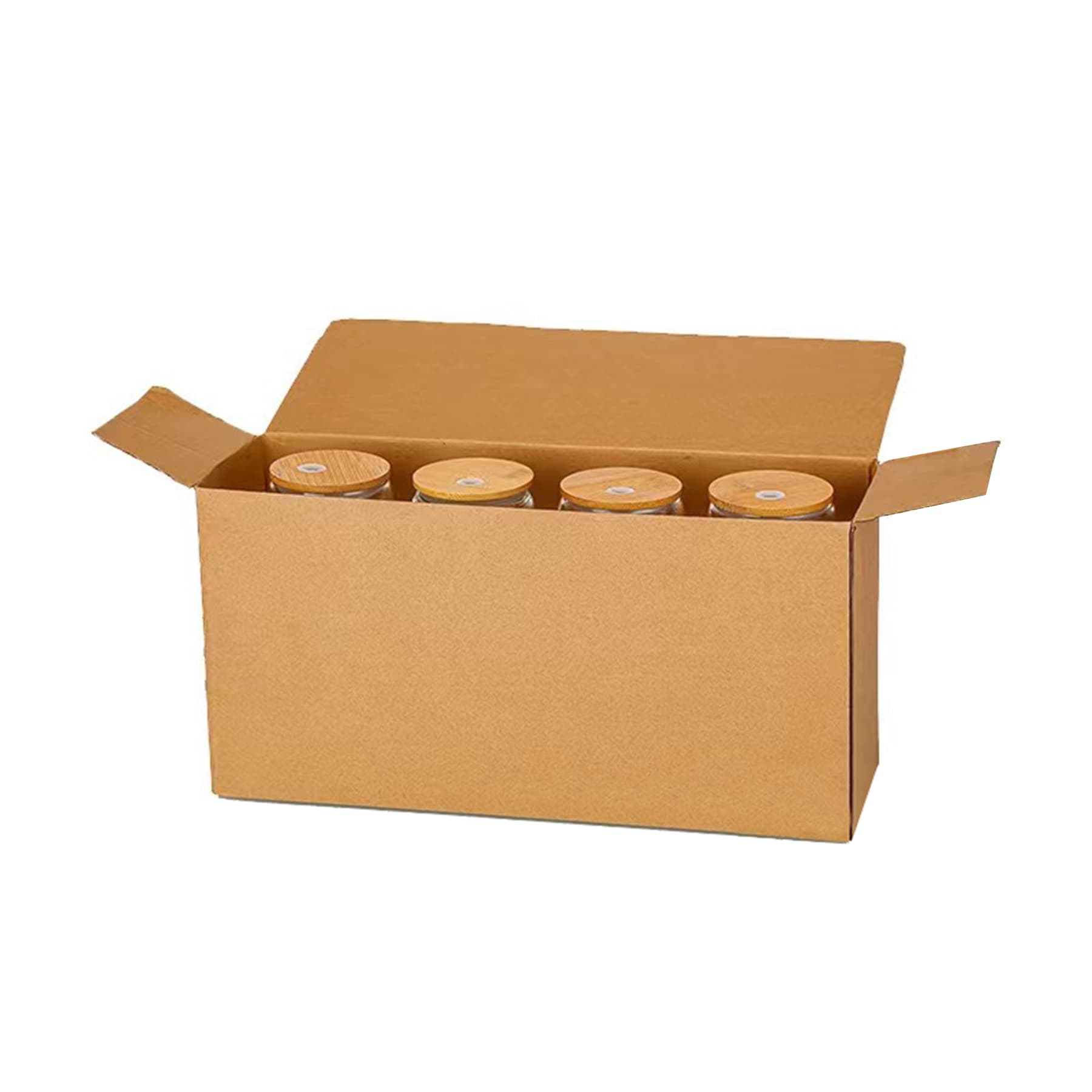 Glass cup with bamboo lid and straw 17 ounces