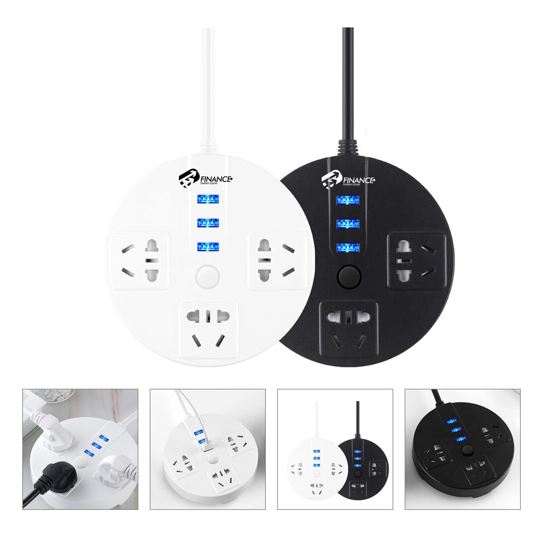 Power Strip with USB Surge Protector Flat Plug