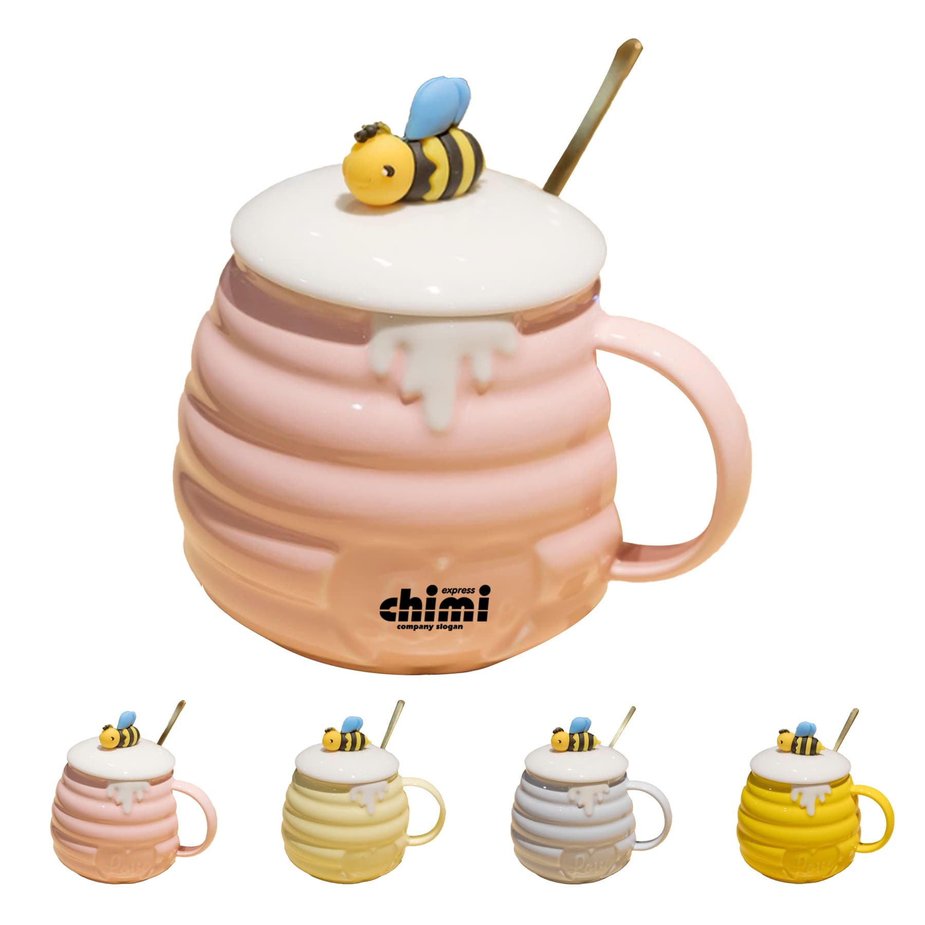 400ml Bee Mug with Lid and Spoon