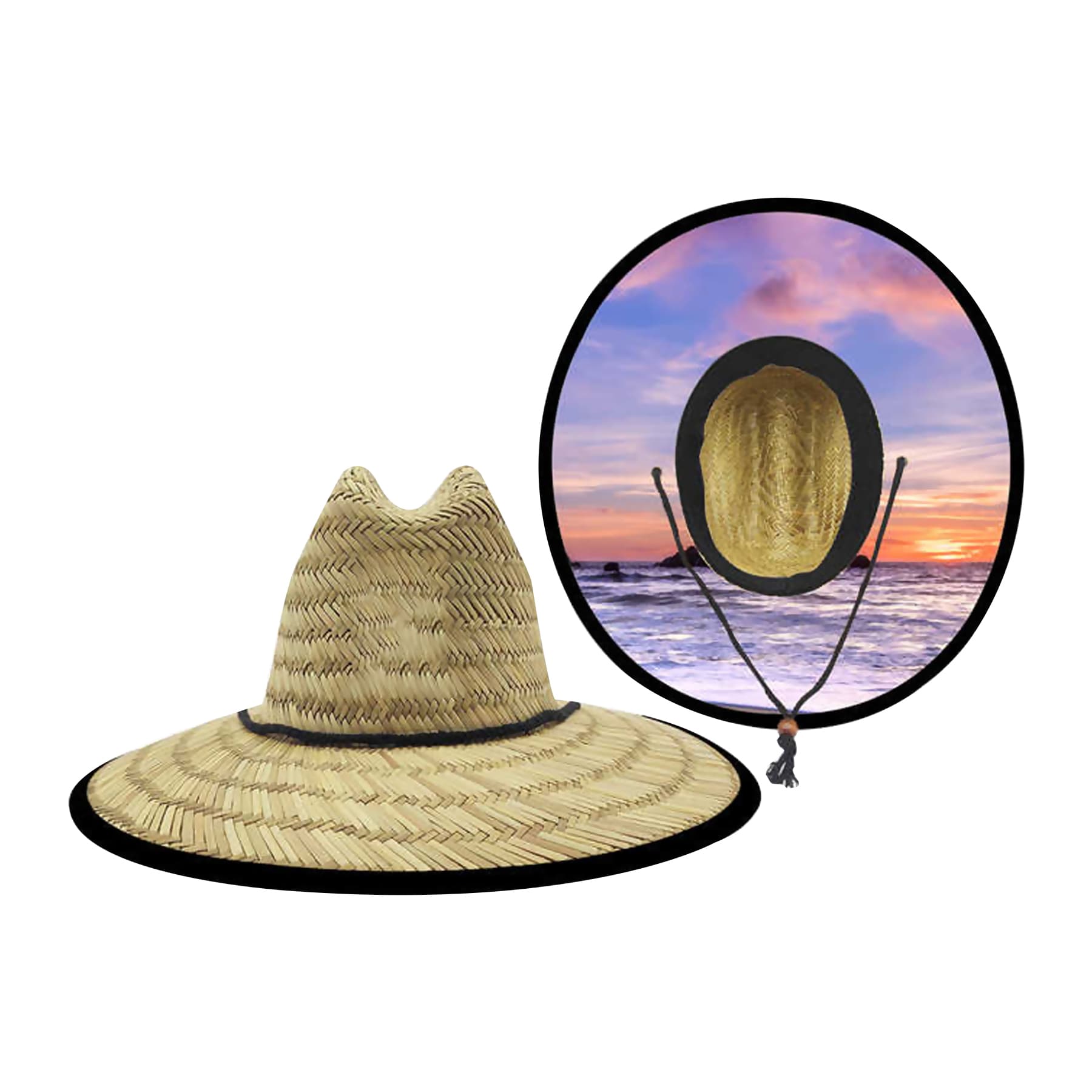 Lifeguard Straw Hat + Full Color Underbrim Imprint and Patch