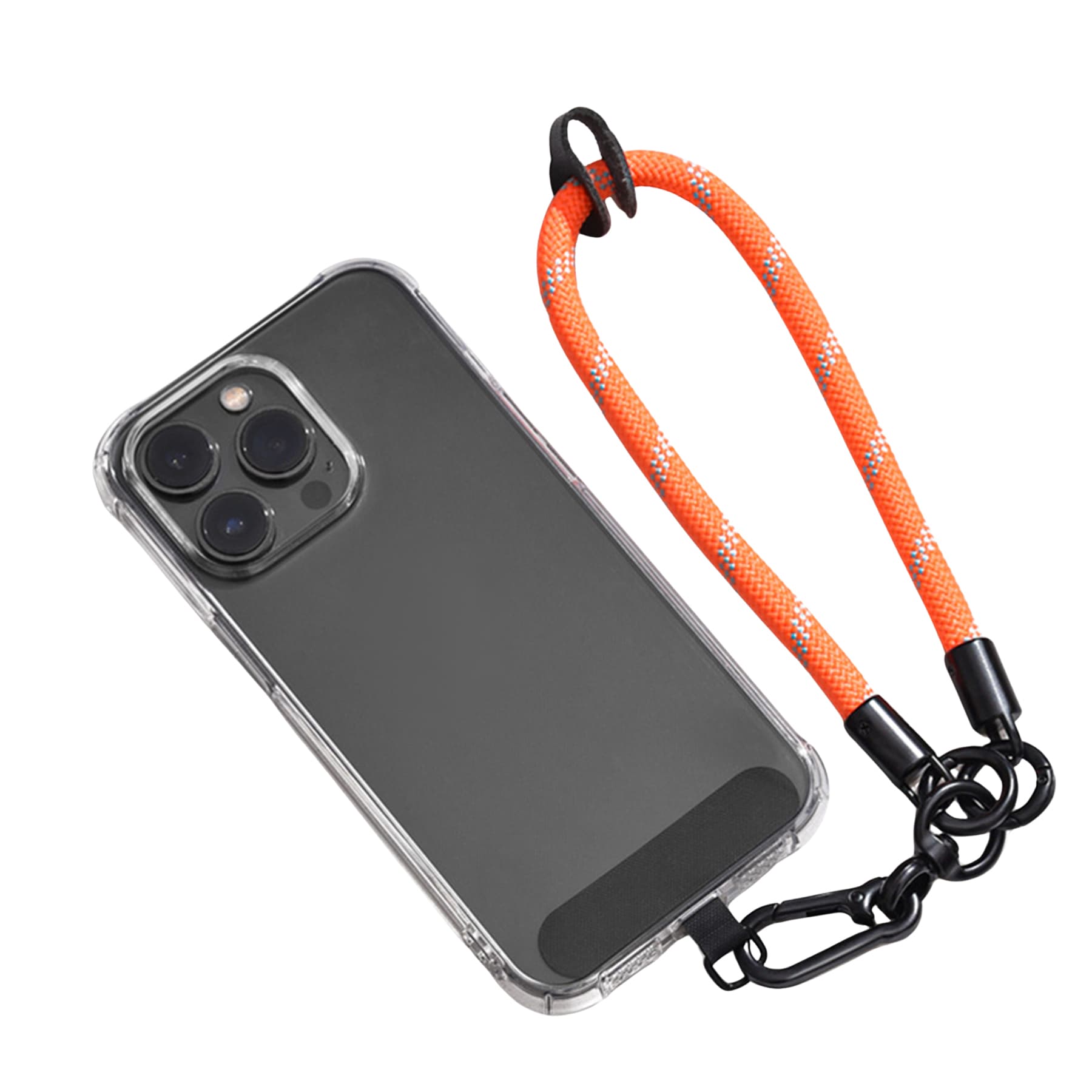 Phone wrist strap with clip attachment