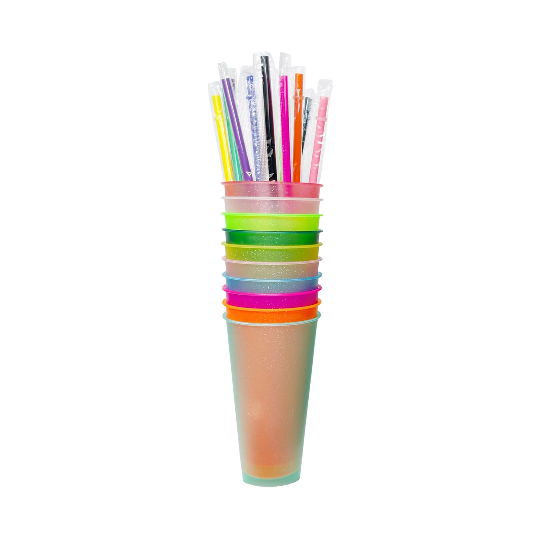 Glitter Reusable Cups Lids Straws