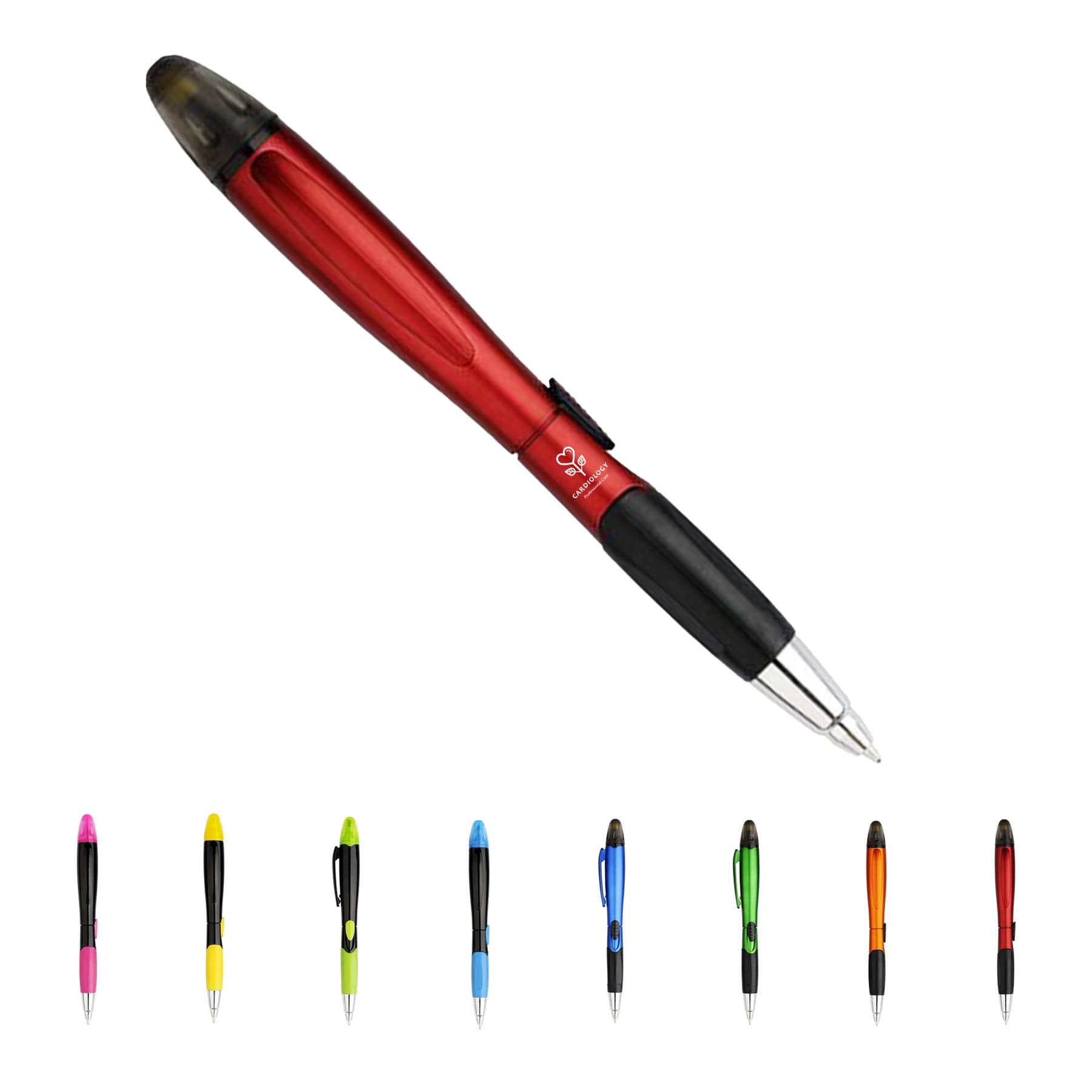 Slim Highlighter Ballpoint Pen With Soft Grip