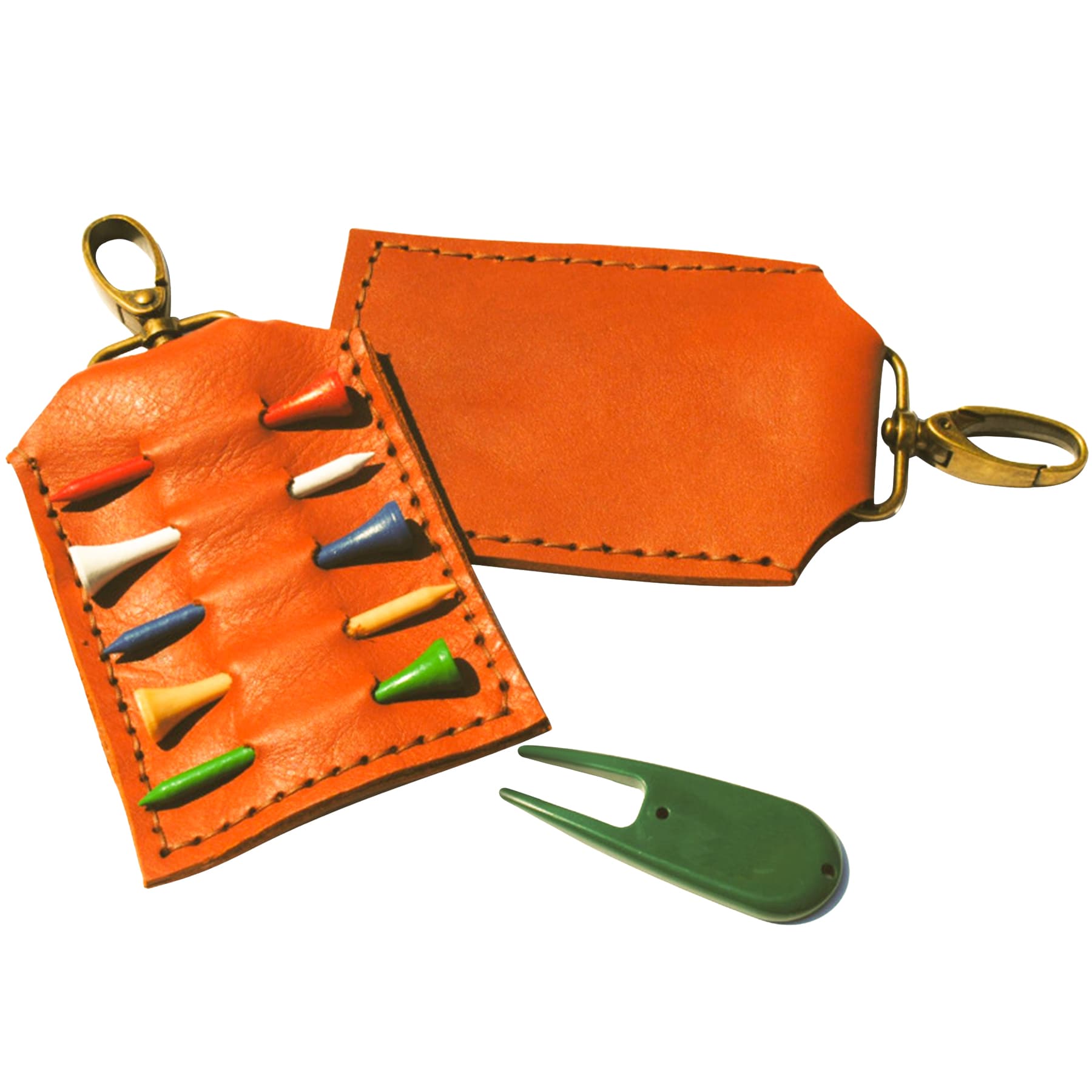 Leather Golf Tee Bag With 5pcs