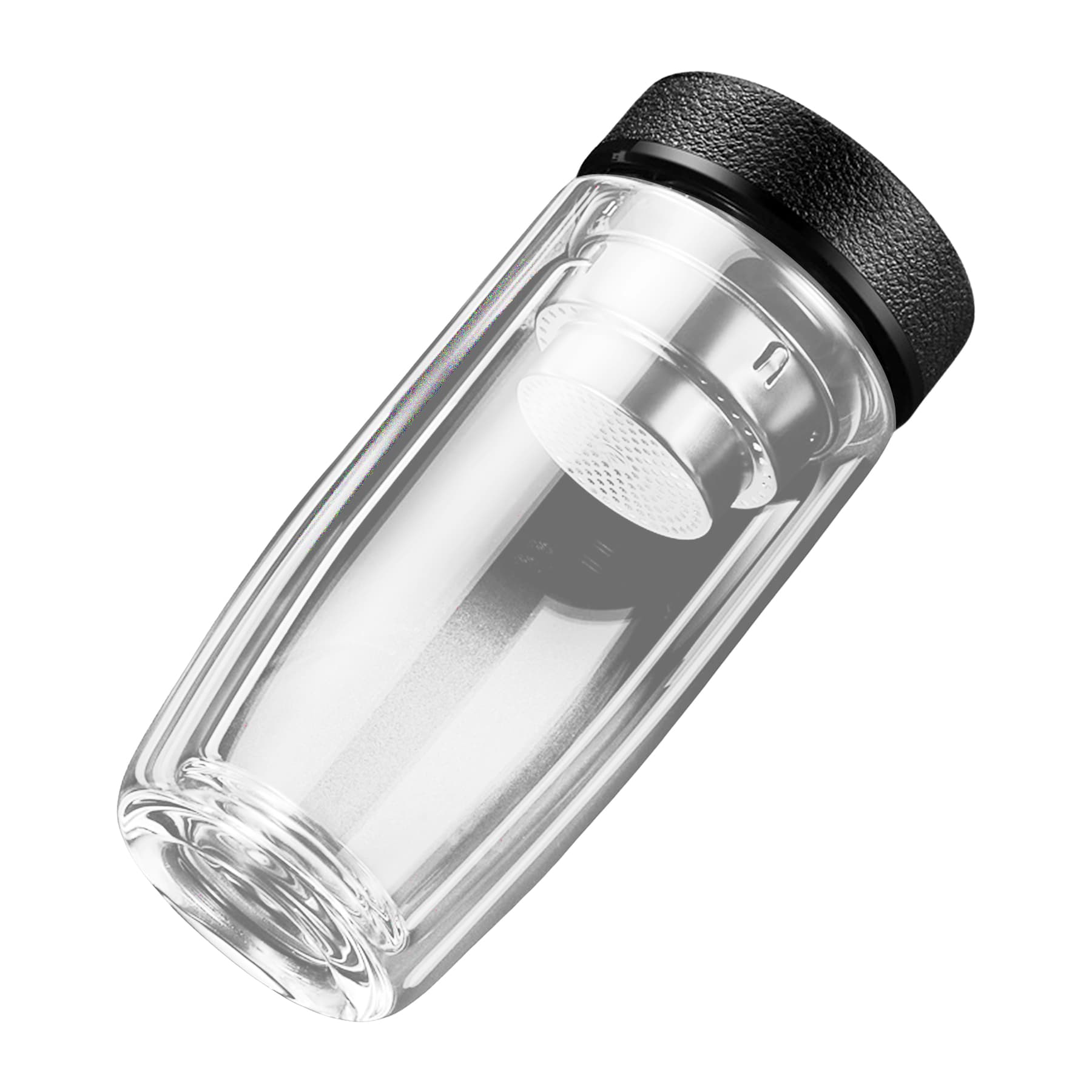 Double wall egg-shaped glass infuser bottle