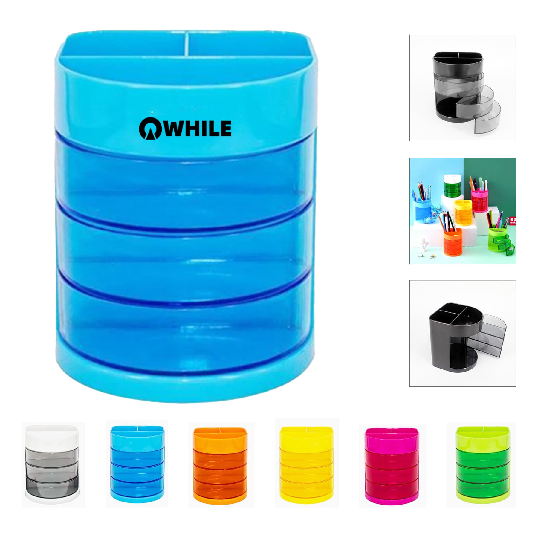 Multifunctional Plastic Desktop Pen Holder