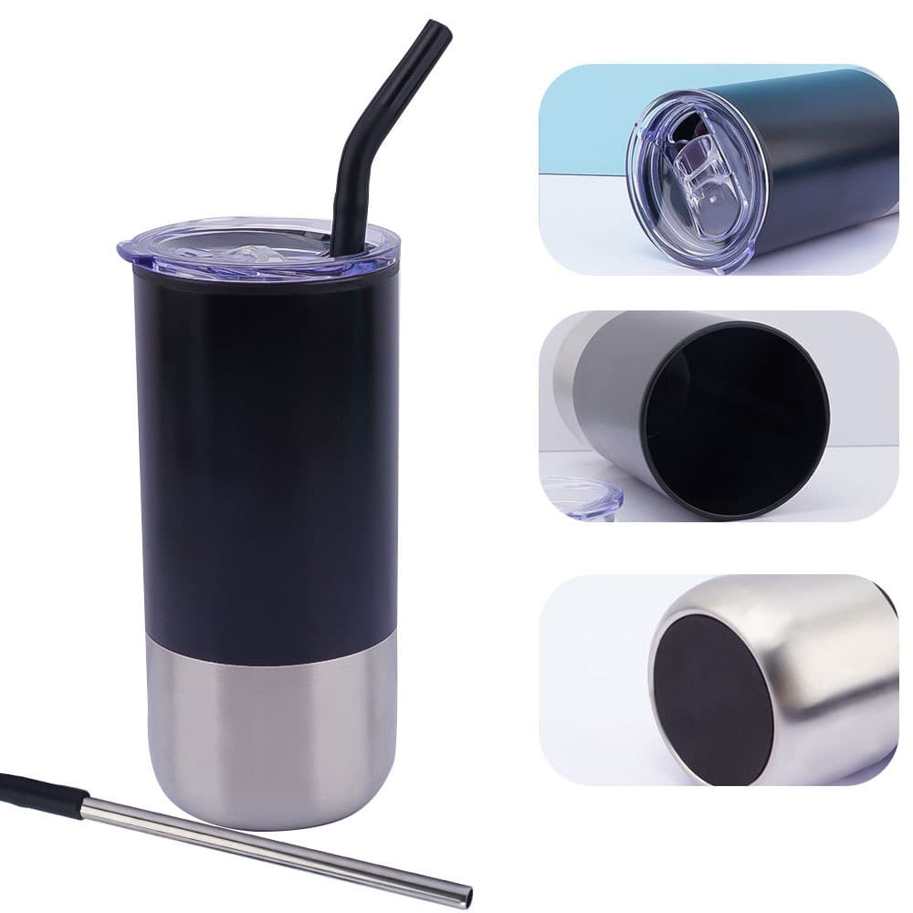 16 oz Stainless Steel Tumbler with Straw