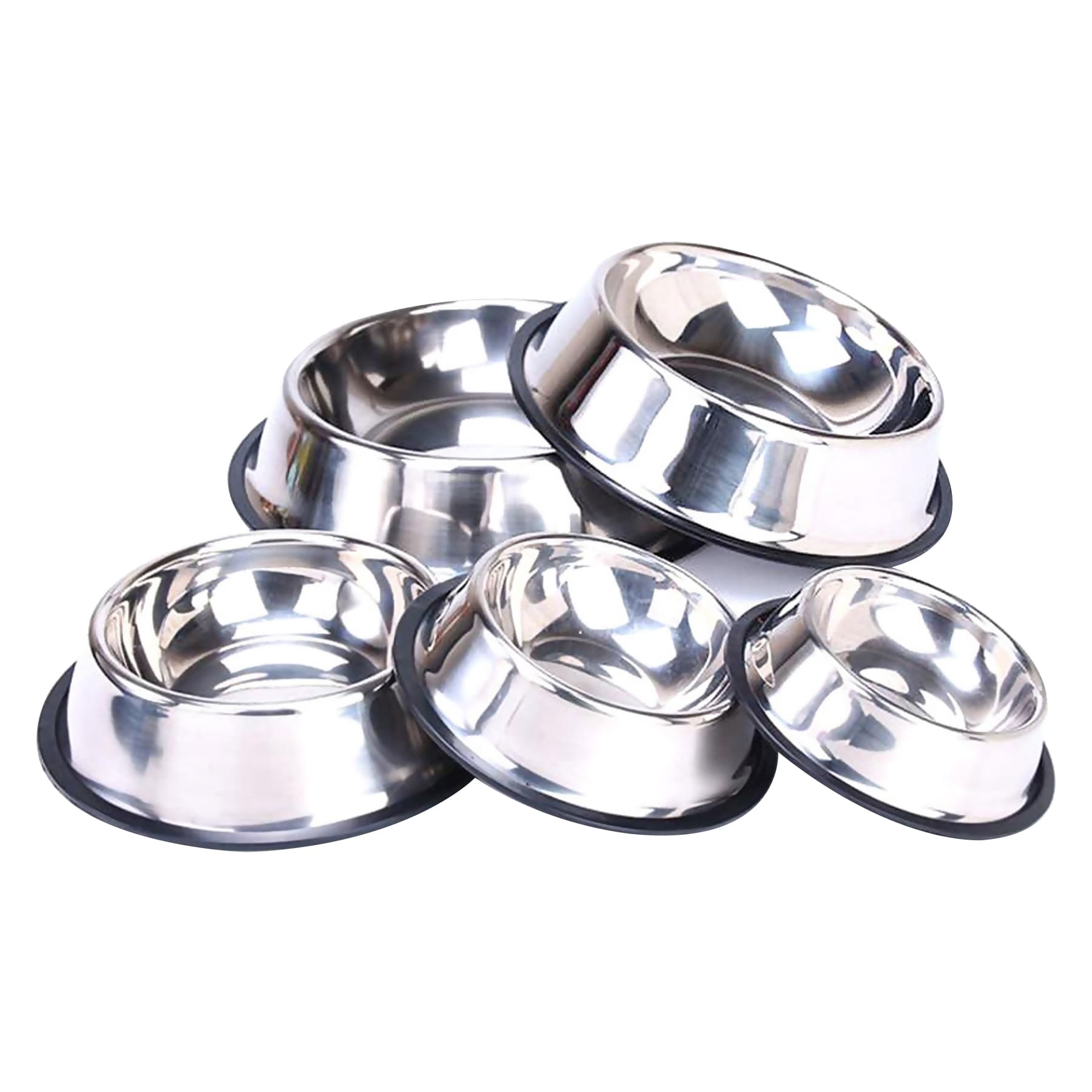 Stainless Steel Dog Bowls With Rubber Base