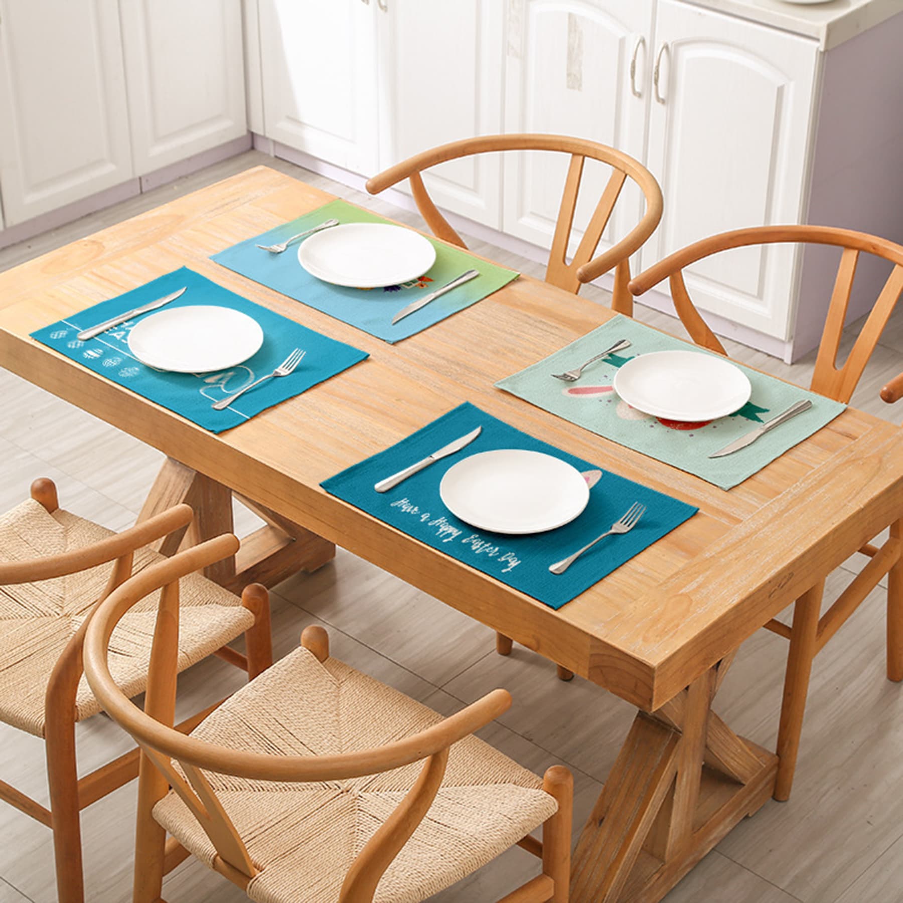 Full Color Logo Print Geometry Linen Mat