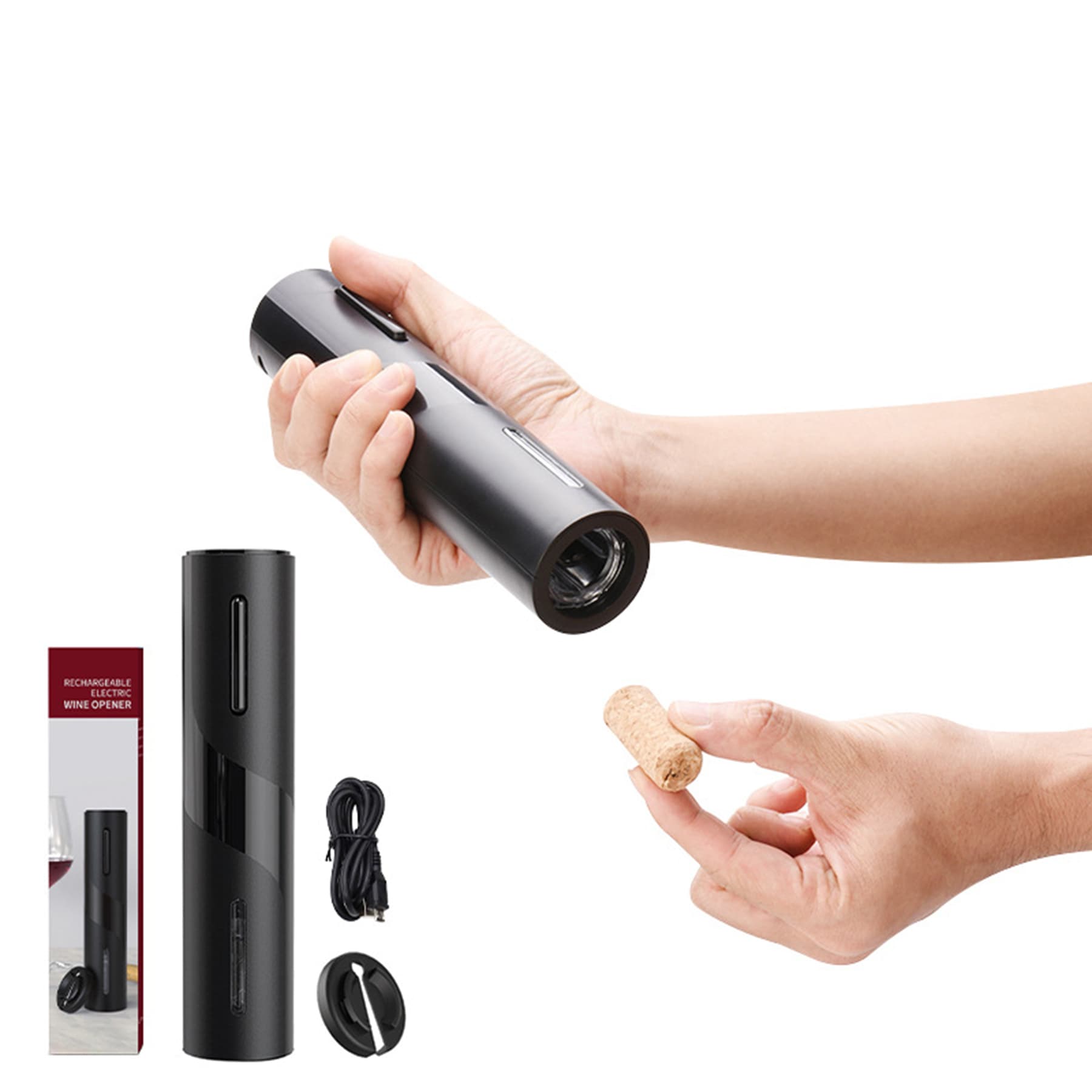 Wine Opener Set (Quick Decanter Pourer + Storage Base + Vacuum Stopper + Foil Cutter)