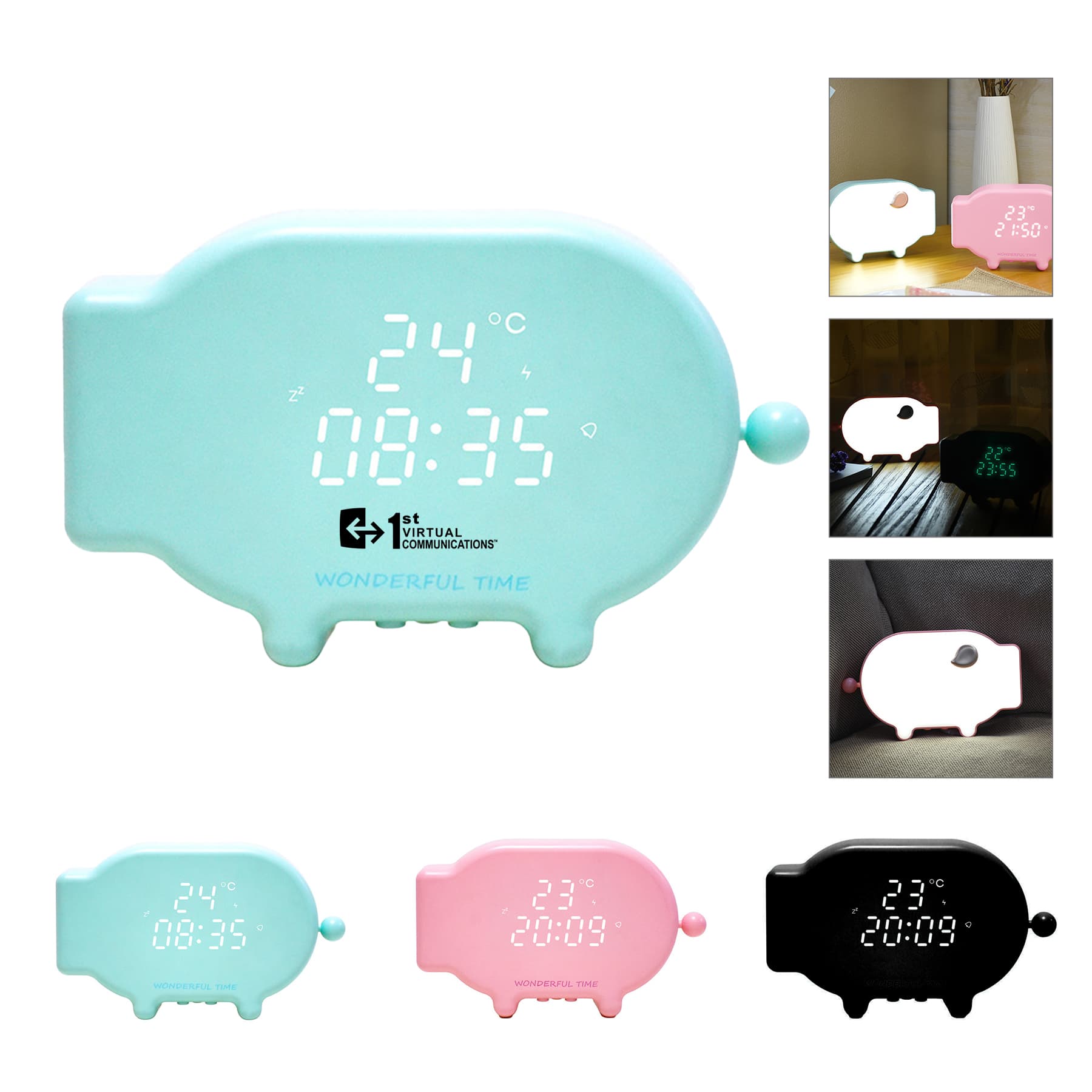 Cartoon Pig Shaped Digital LED Alarm Clock