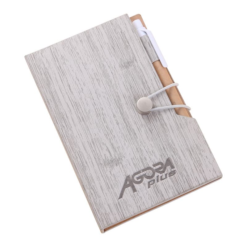Customizable Woodgrain Notebook with Sticky Notes And Flags