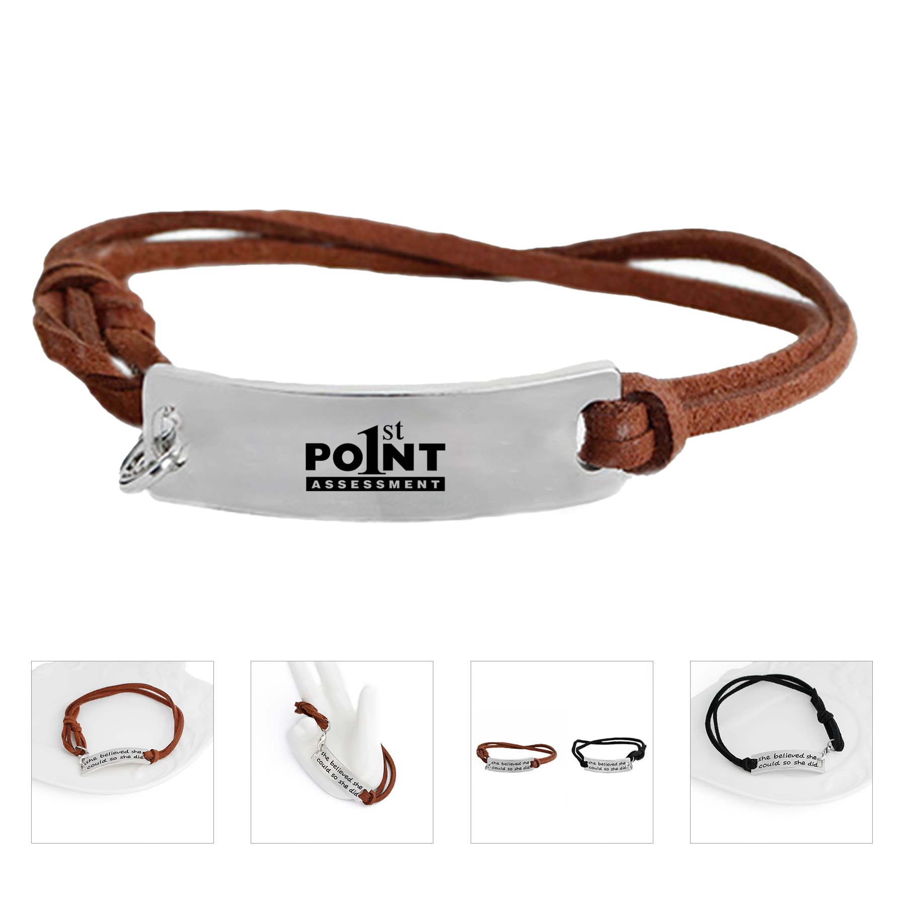 Fashion Engrave Alloy Charm Cord Bracelet Jewel