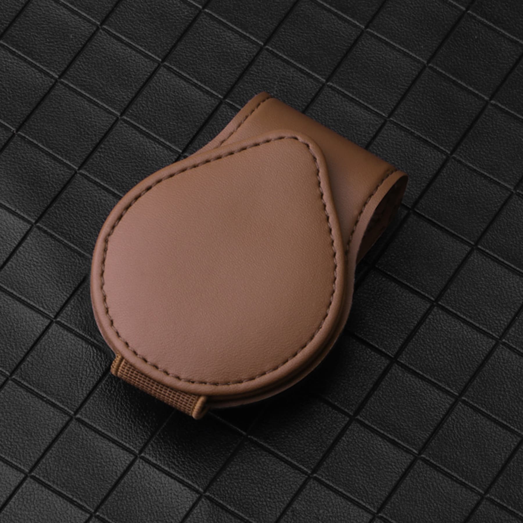 Leather Car Glasses Clip Sun Visor Ticket Card Holder