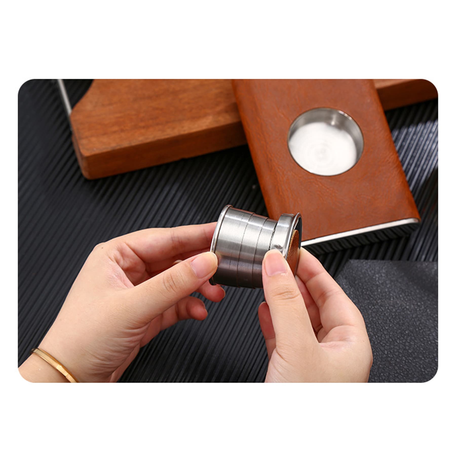 Hip Flask With Collapsible Shot Glass