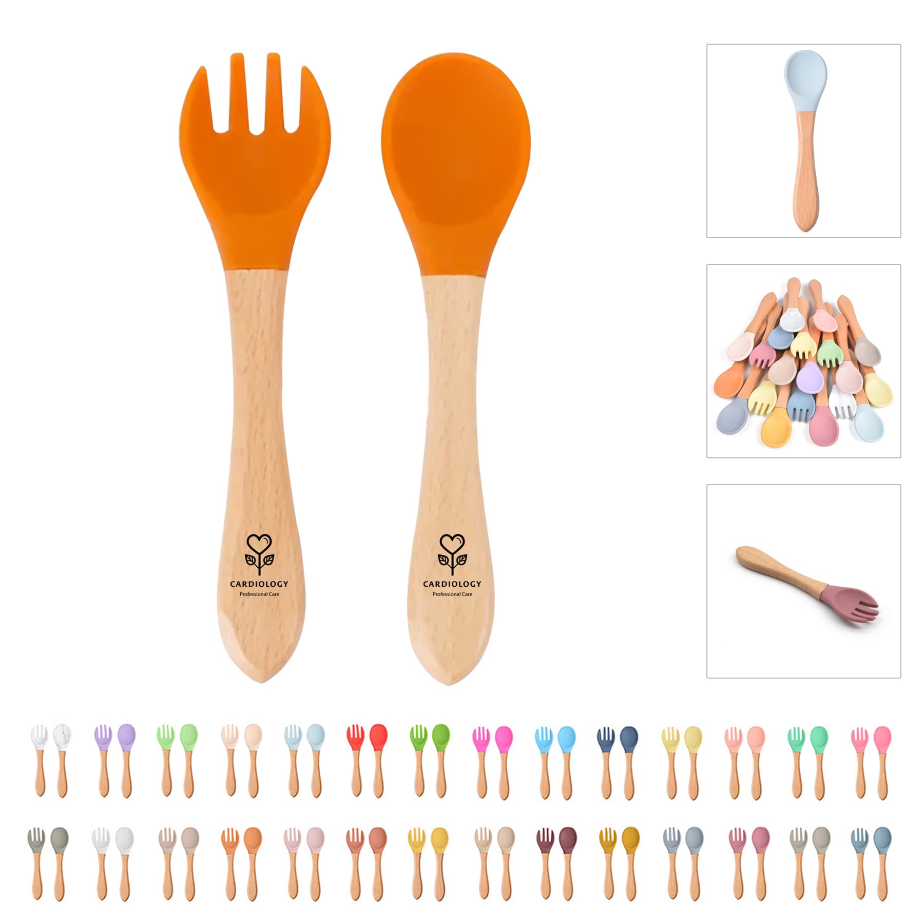 Baby Feeding Spoons w/ Soft Curved Silicone Tips for Infants