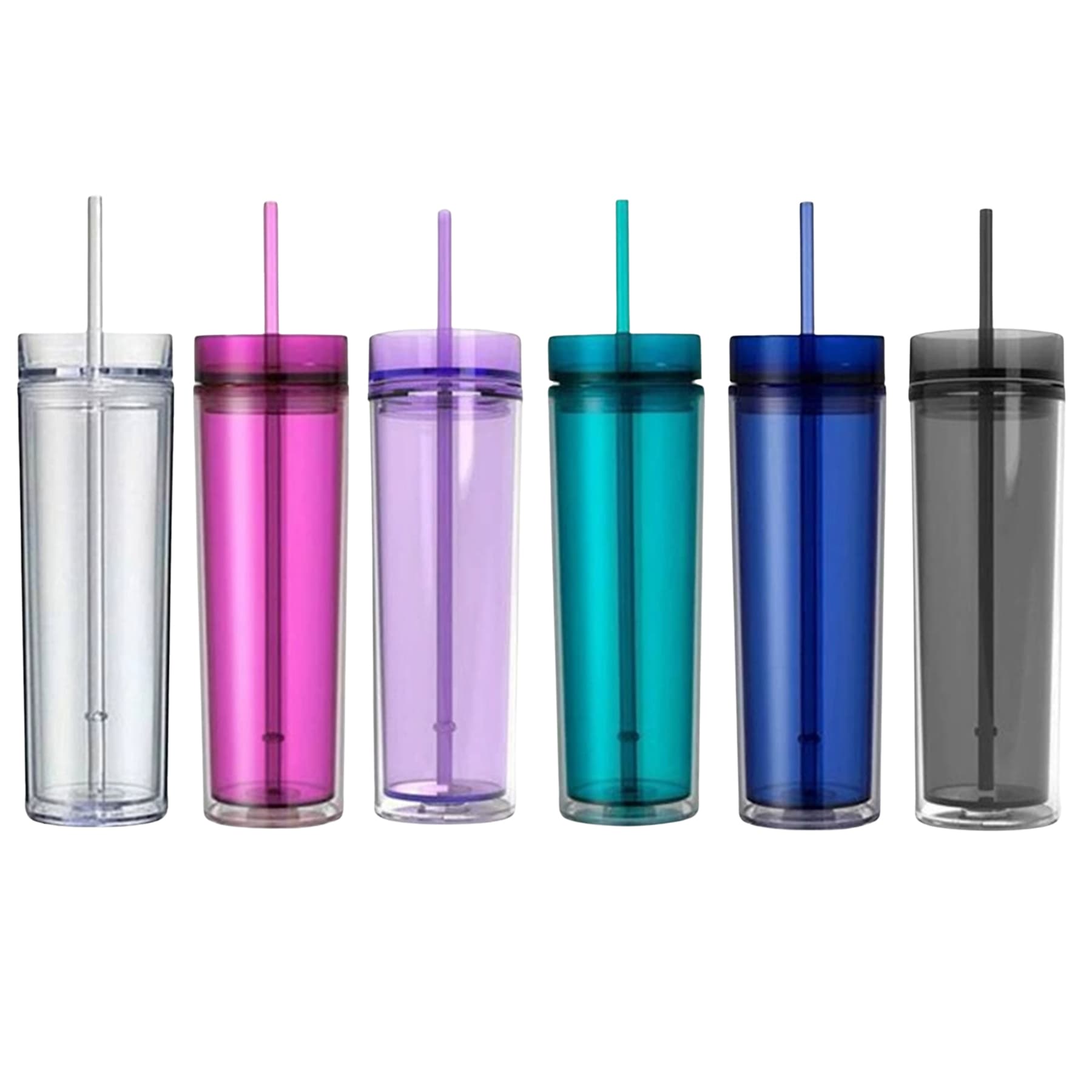 16 oz Tumbler with Straw, Double-wall Insulated
