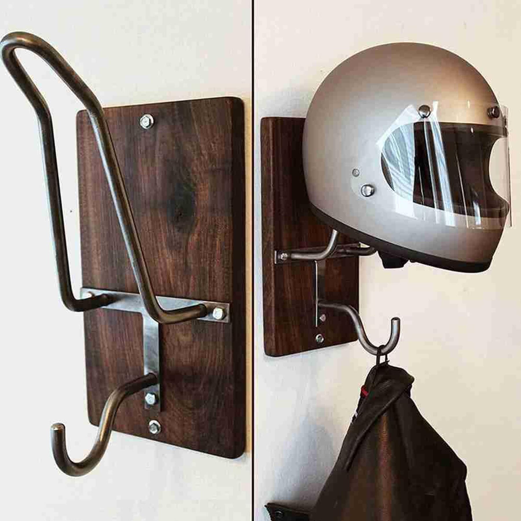 Motorcycle helmet rack