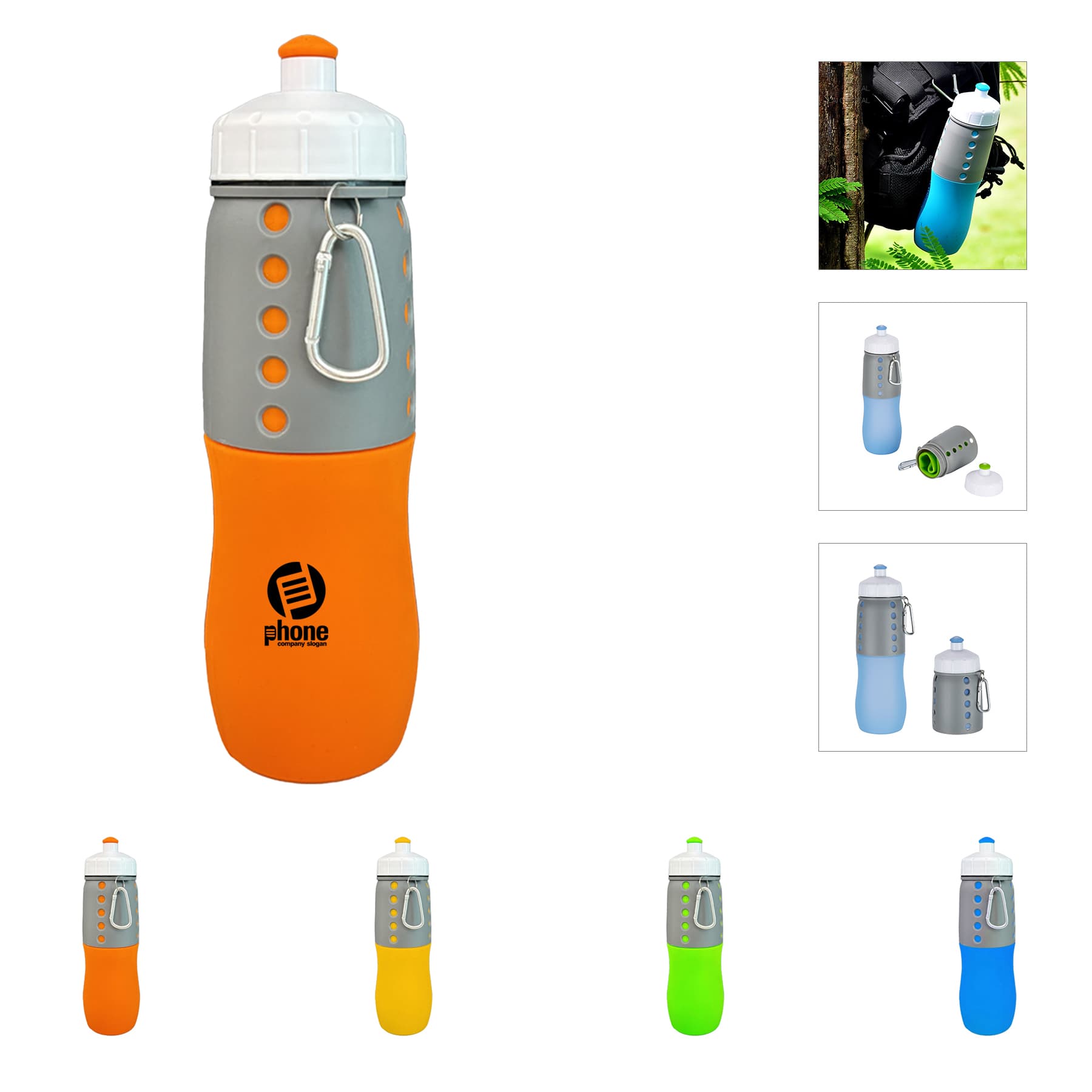 Collapsible Silicone Water Bottle 17 oz